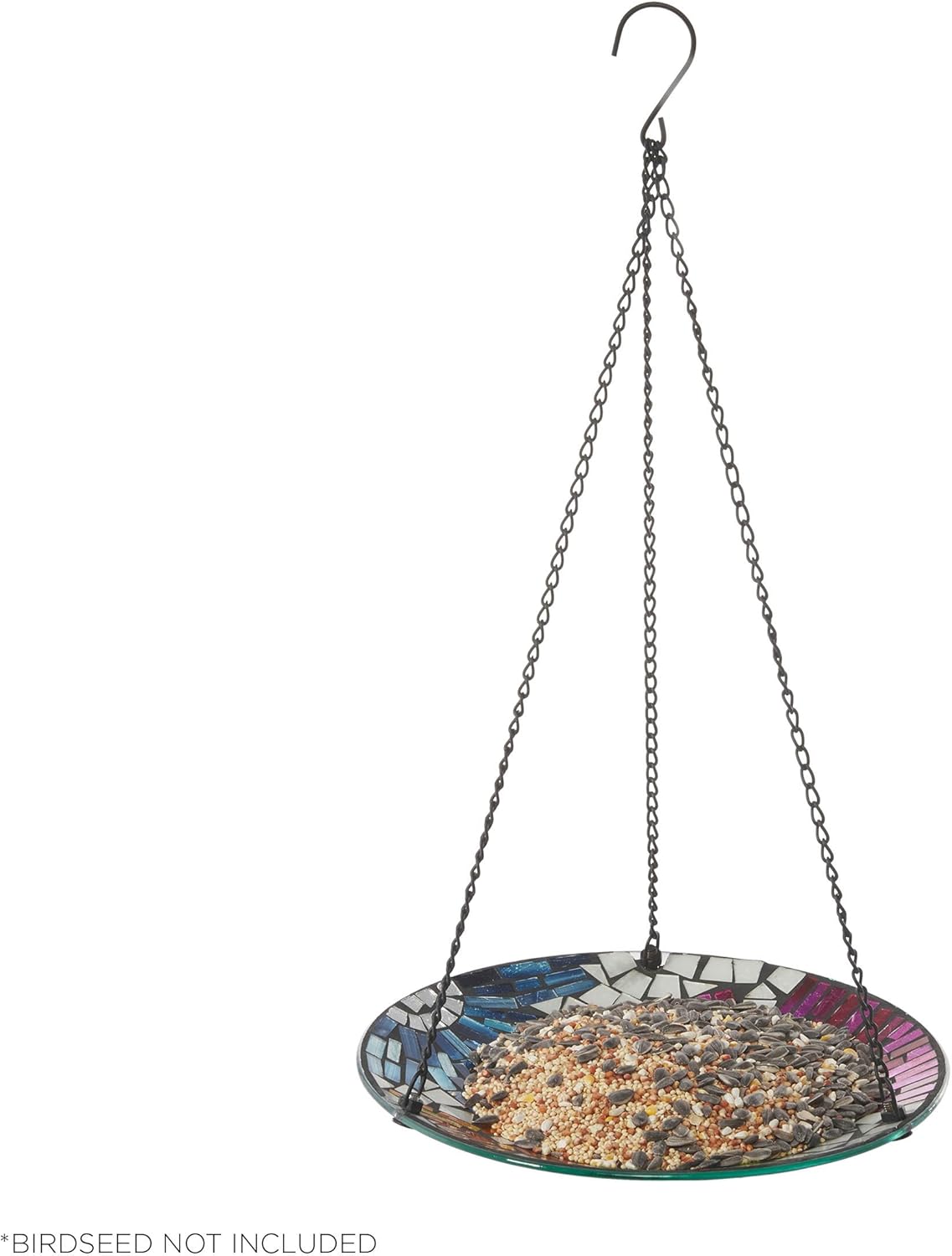 Alpine Corporation HMD214 Alpine – Mosaico de 10 pulgadas, multicolor, tamaño, colgante, redondo, floral, para pájaros