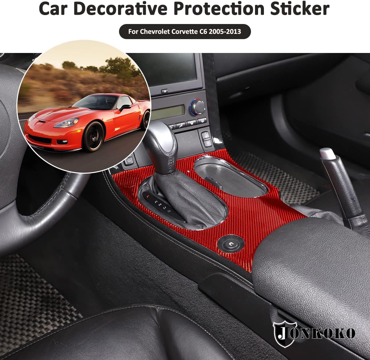 Pegatinas de fibra de carbono suave para coche, indicador de cambio central de automóvil, calcomanías para Chevrolet Corvette C6 2005-2013
