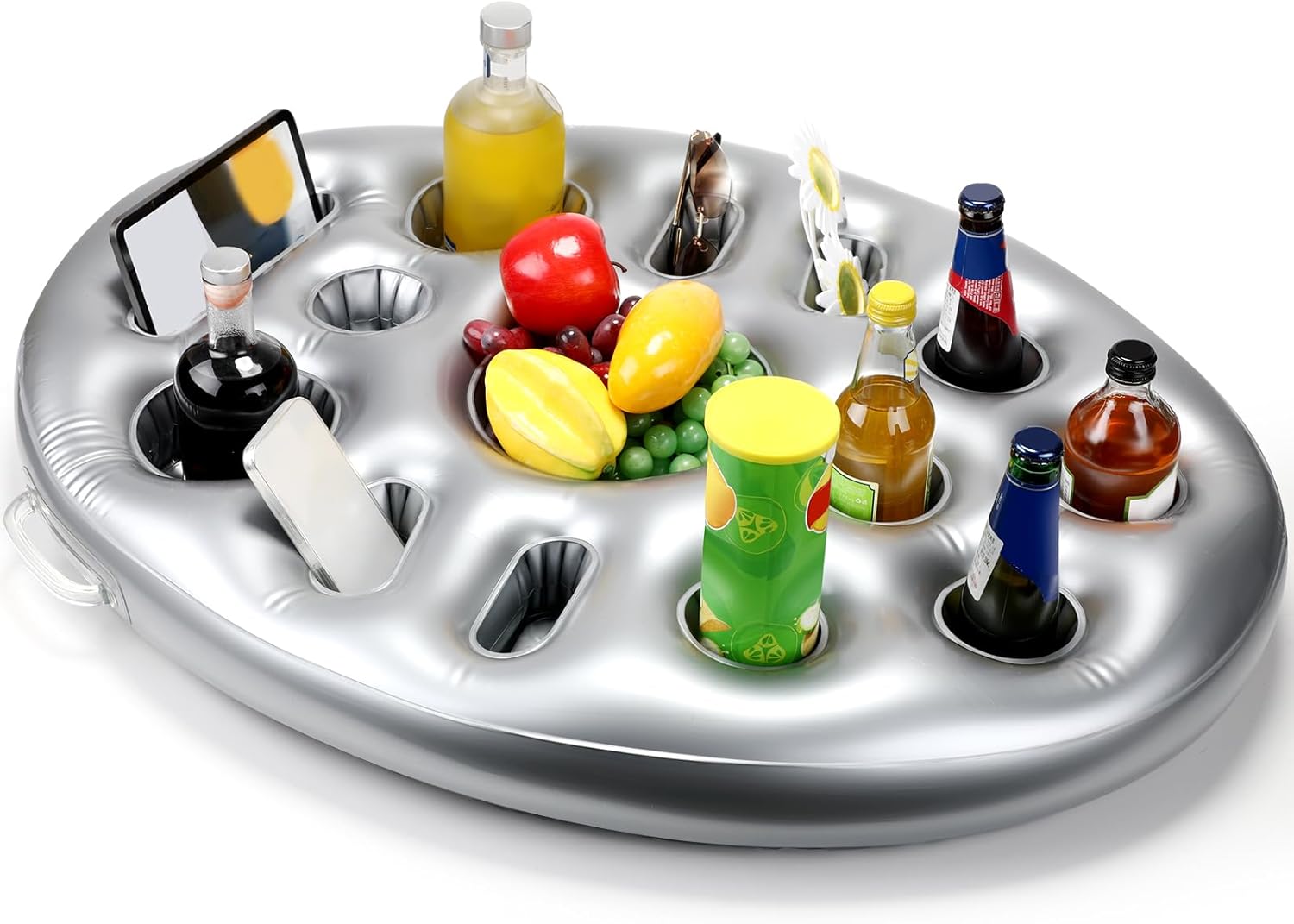 Beeveer Enfriador flotante inflable, soporte flotante para bebidas con 14 agujeros, flotadores de bebidas para piscina, piscina, flotadores de