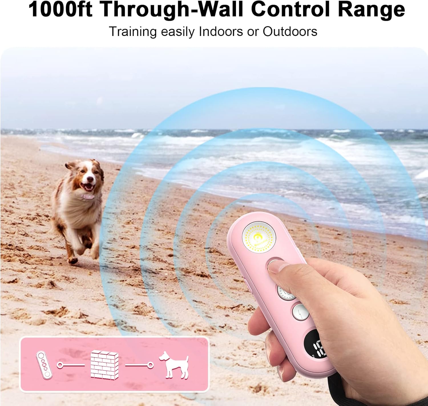 Bousnic Collar de entrenamiento para perros con control remoto, collar de choque de perro de 1000 pies para perros pequeños, medianos y grandes,