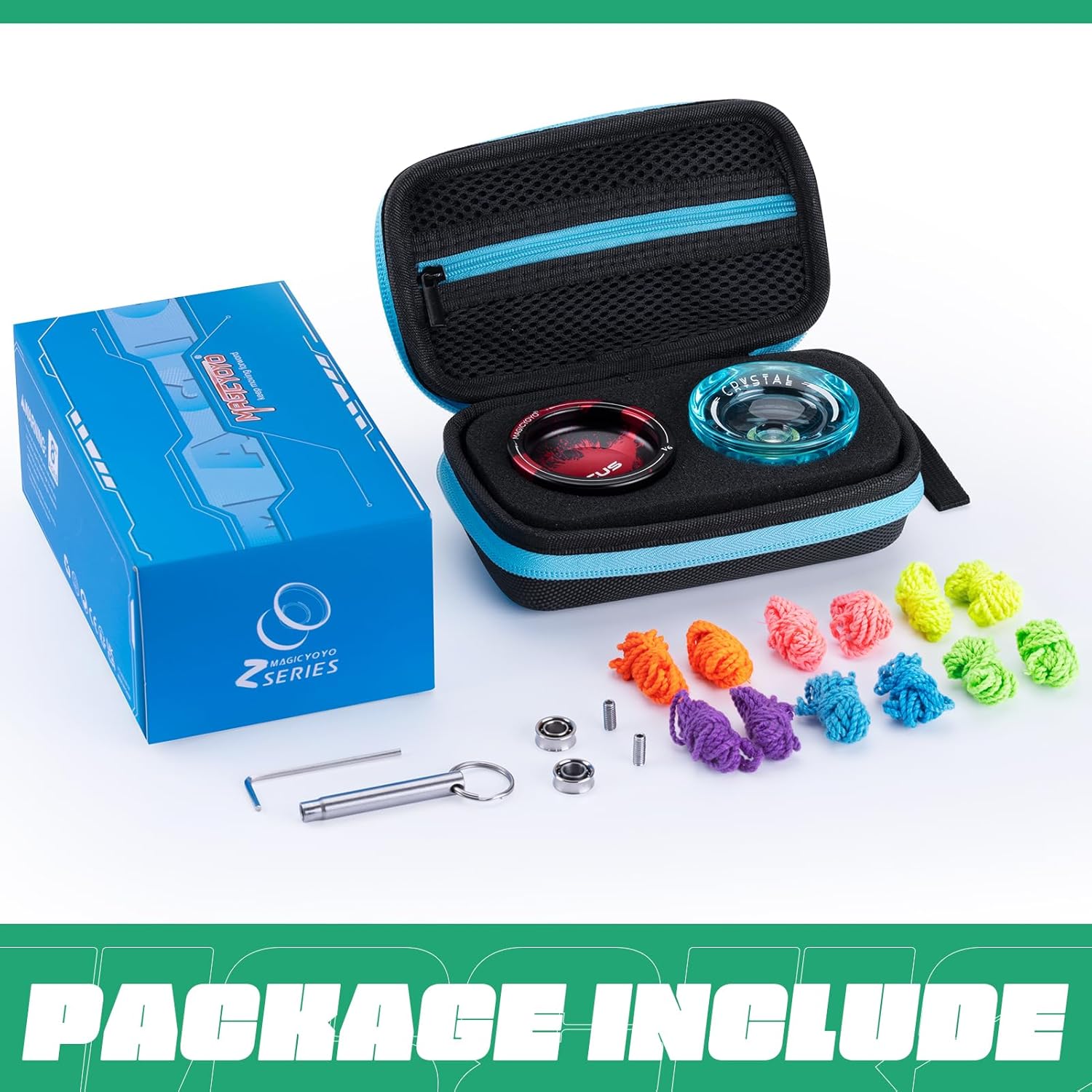 MAGICYOYO Paquete de 2 Yoyo Responsive para niños, Yoyo V6 de metal profesional y Yoyo K2 de cristal, Yoyos profesionales de doble propósito con
