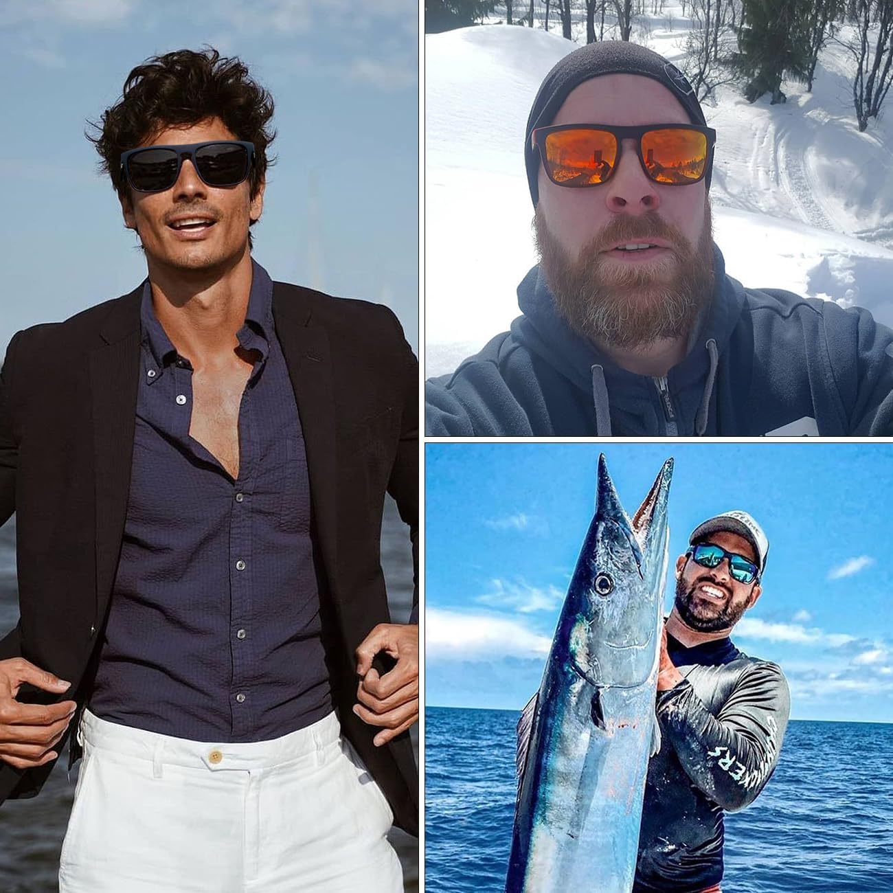 Lentes de sol polarizados para hombres y mujeres, para conducir, deportes, senderismo, gafas de sol, montura cuadrada clásica, protección UV400