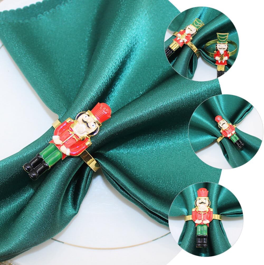 EXCEART Servilleteros de cascanueces de Navidad, 4 servilleteros de Navidad, anillos de mesa para suministros de fiesta de Navidad