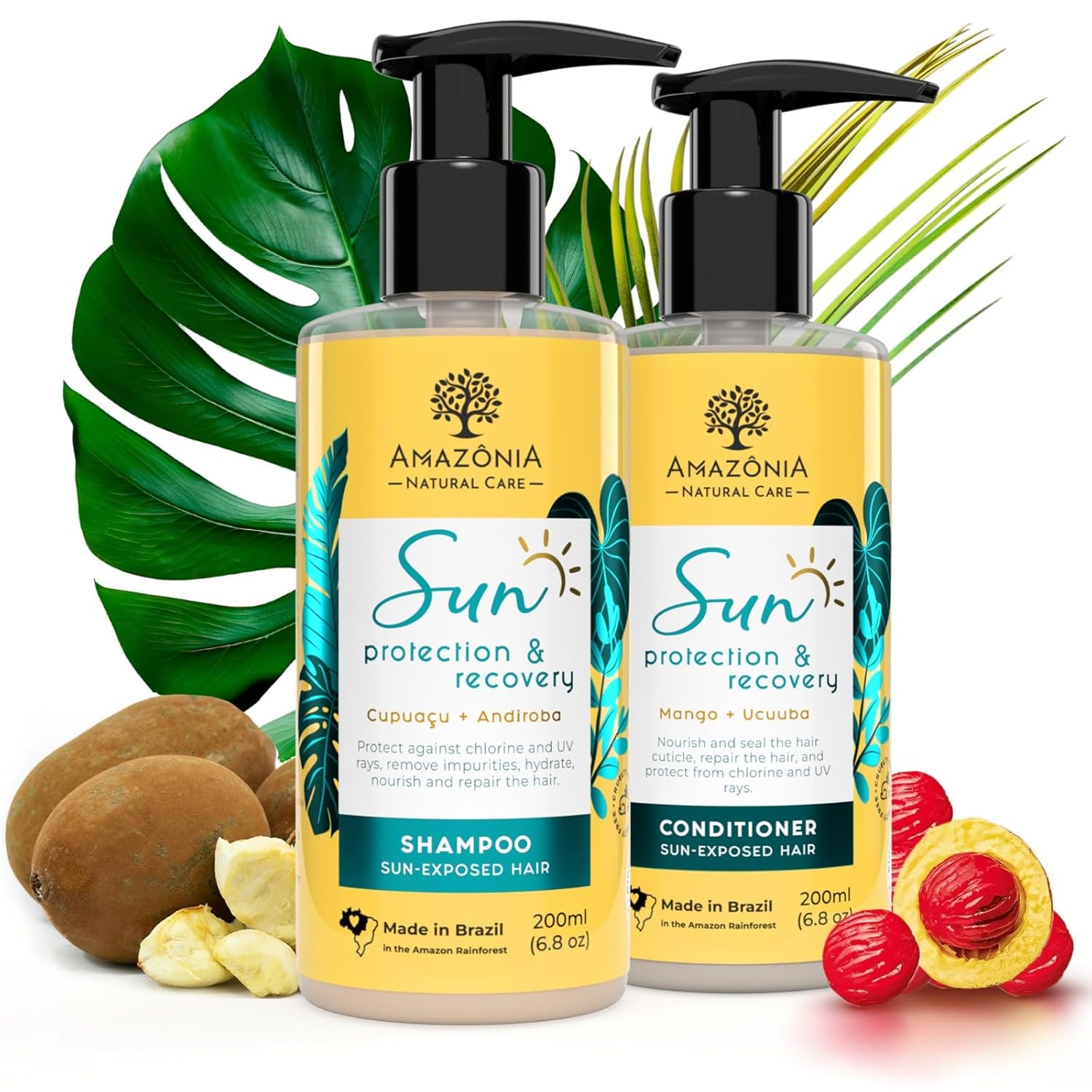 All Natural Sun Protection & Recovery Champú y acondicionador  Protección UV Restore Shampoo & Conditioner  Sin parabenos ni sulfatos con Cupuacu,