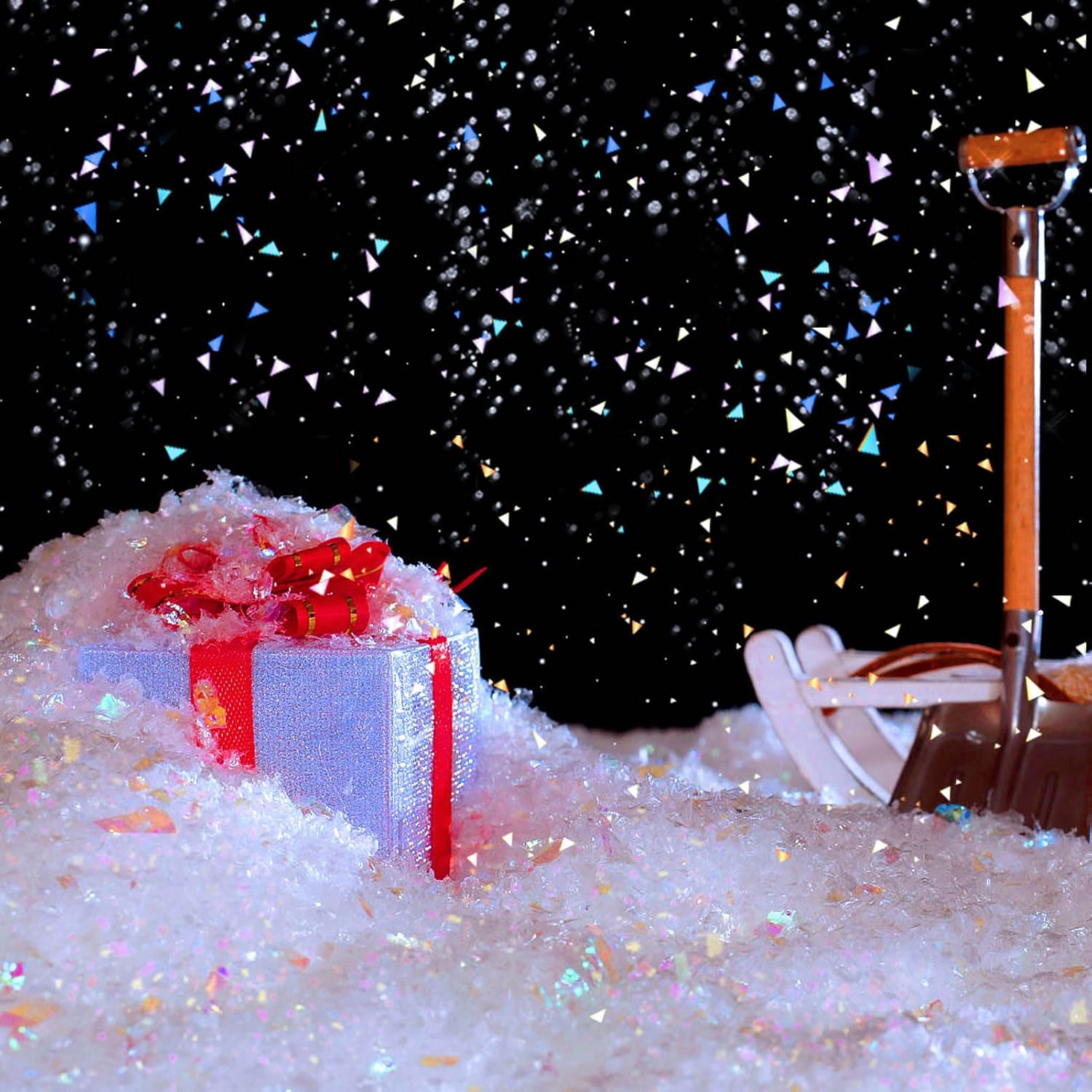 RGQSUN 8.8 oz250 g de nieve artificial de Navidad parpadea, nieve artificial brillante para manualidades, relleno de polvo de nieve para decoración