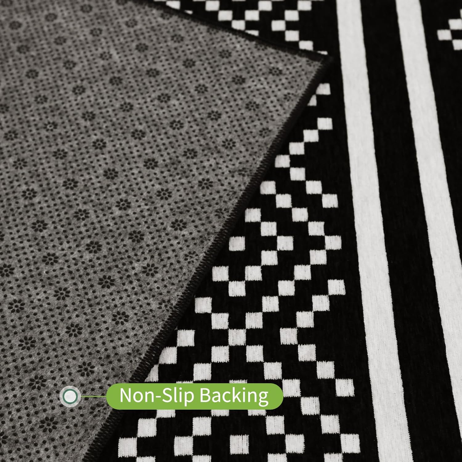 Matace Alfombra marroquí lavable, antideslizante, alfombra tejida de felpilla, delgada, para sala de estar, dormitorio, baño, cocina (4 x 6 pies,