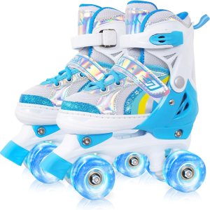 Nattork Girls Roller Skates for Kids Toddler, 4 Sizes Adjustable Rainbow Quad Skates with Light up Wheels,Best Gift for Kids Beginners Nattork Girls Roller Skates for Kids Toddler, 4 Sizes Adjustable Rainbow Quad Skates with Light up Wheels,Best Gift for Kids Beginners