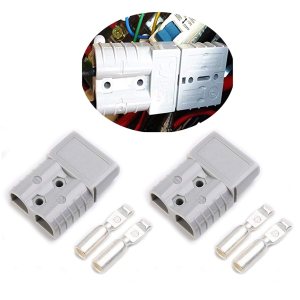 1 juego de conectores de alimentación de 50 amperios, 2 polos, color gris con terminales para cable #6 AWG compatible con Anderson 2 carcasas+4 1 juego de conectores de alimentación de 50 amperios, 2 polos, color gris con terminales para cable #6 AWG compatible con Anderson 2 carcasas+4