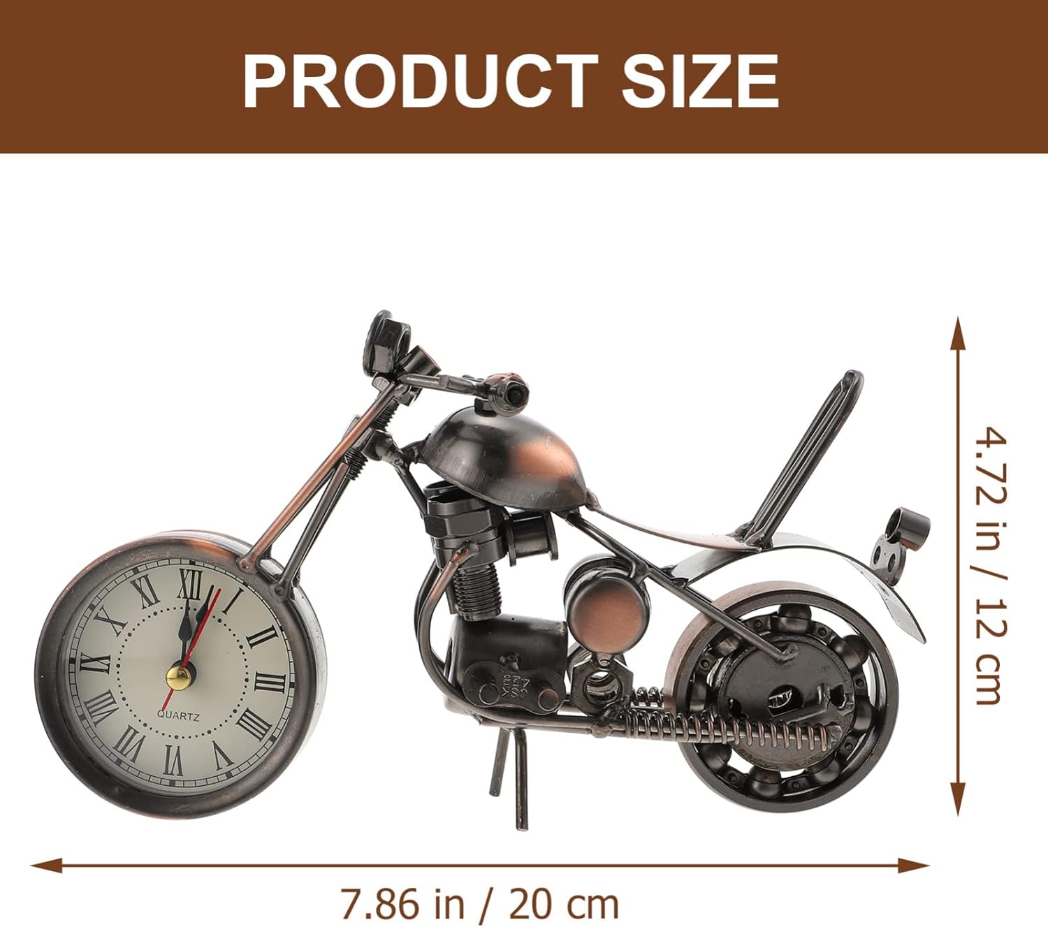 FOMIYES Decoración de la motocicleta Figura de la motocicleta reloj despertador de mesa Retro clásico hecho a mano de hierro forma de motocicleta