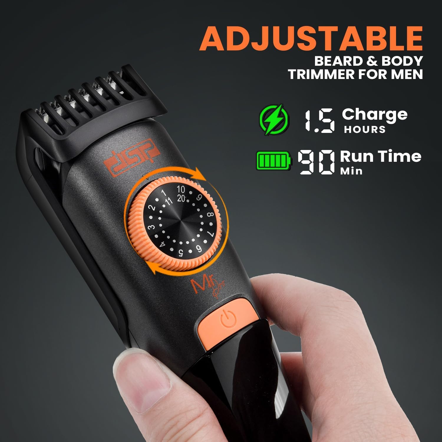 DSP Juego de aseo para hombres  IPX7 resistente al agua inalámbrico con pantalla LED y recortador de barba ajustable de 0.4 a 0.78 pulgadas, ideal