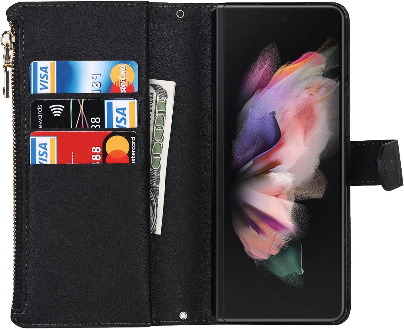 SailorTech Funda de teléfono con diseño de cartera para Samsung Galaxy Z Fold 4 5G con soporte para bolígrafo S, 9 tarjetero, 1 monedero con