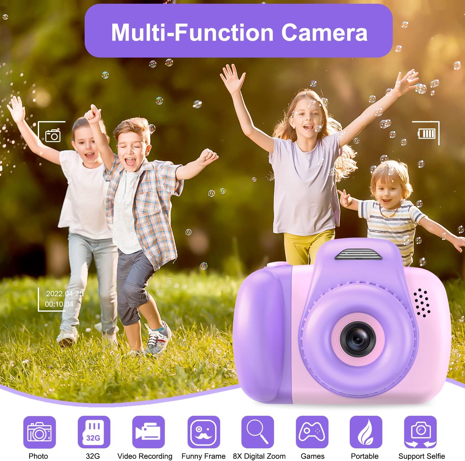 Goopow Mini cámara de juguete para niños de 3, 4, 5, 6, 7, 8 años, videocámara digital para niños pequeños, el mejor regalo de festival de