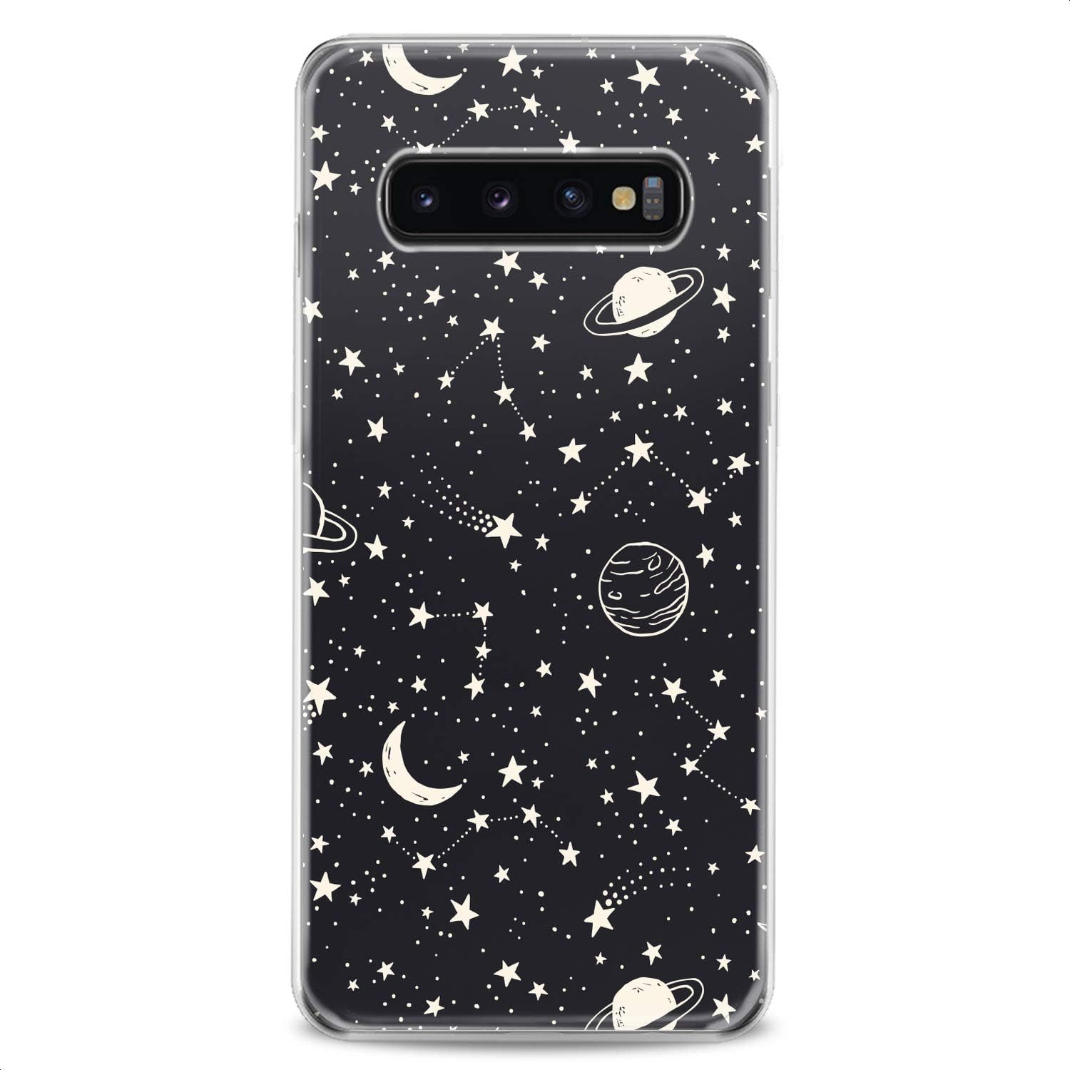 Funda compatible con Samsung S24 S23 S22 Plus S21 FE Ultra S20+ S10 Note 20 S10e S9 Art Pattern Stars Galaxy Art Design Print Planets Clear