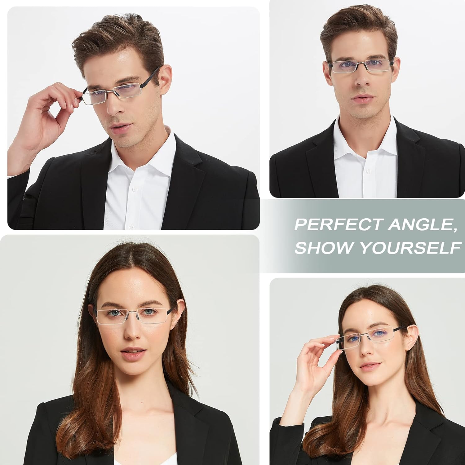 EYEURL Lentes de lectura de medio borde para computadora para hombres y mujeres +2.75 con bloqueo de luz azul, lentes de calidad ligera