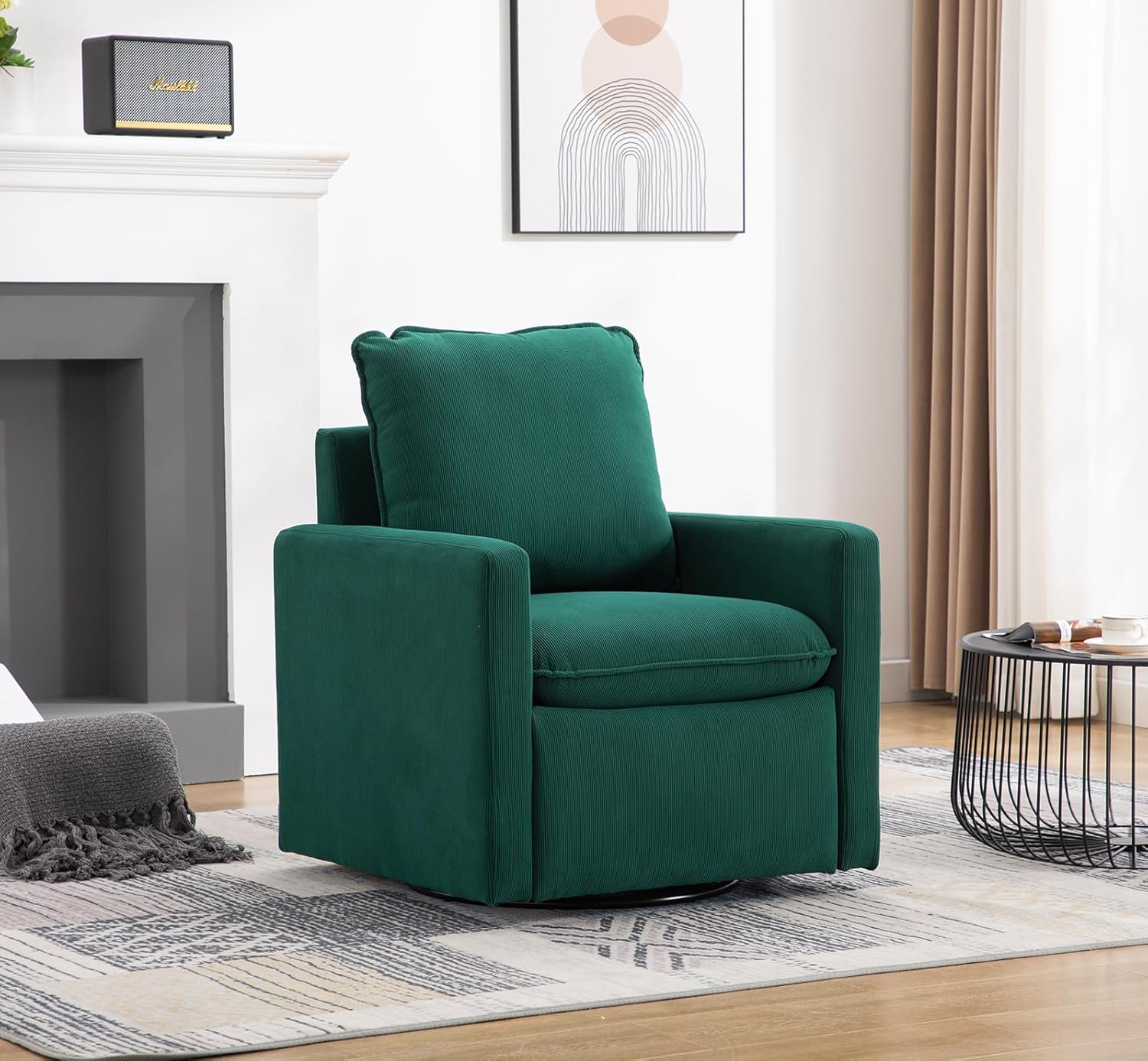 Silla decorativa giratoria moderna, cómoda silla de barril con almohada suave, sillón giratorio de 360 para sala de estar, sillón moderno de sherpa