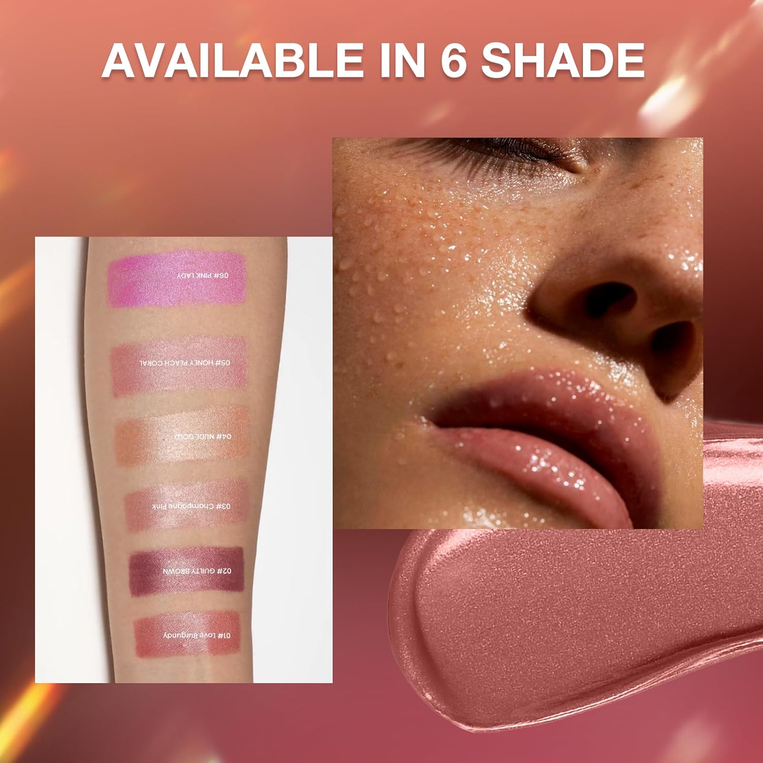 BEAUTY SEARCHER – Lápiz labial, acabado metálico, bálsamo labial brillante hidratante, terciopelo nude, rojo, hidratación de larga duración,