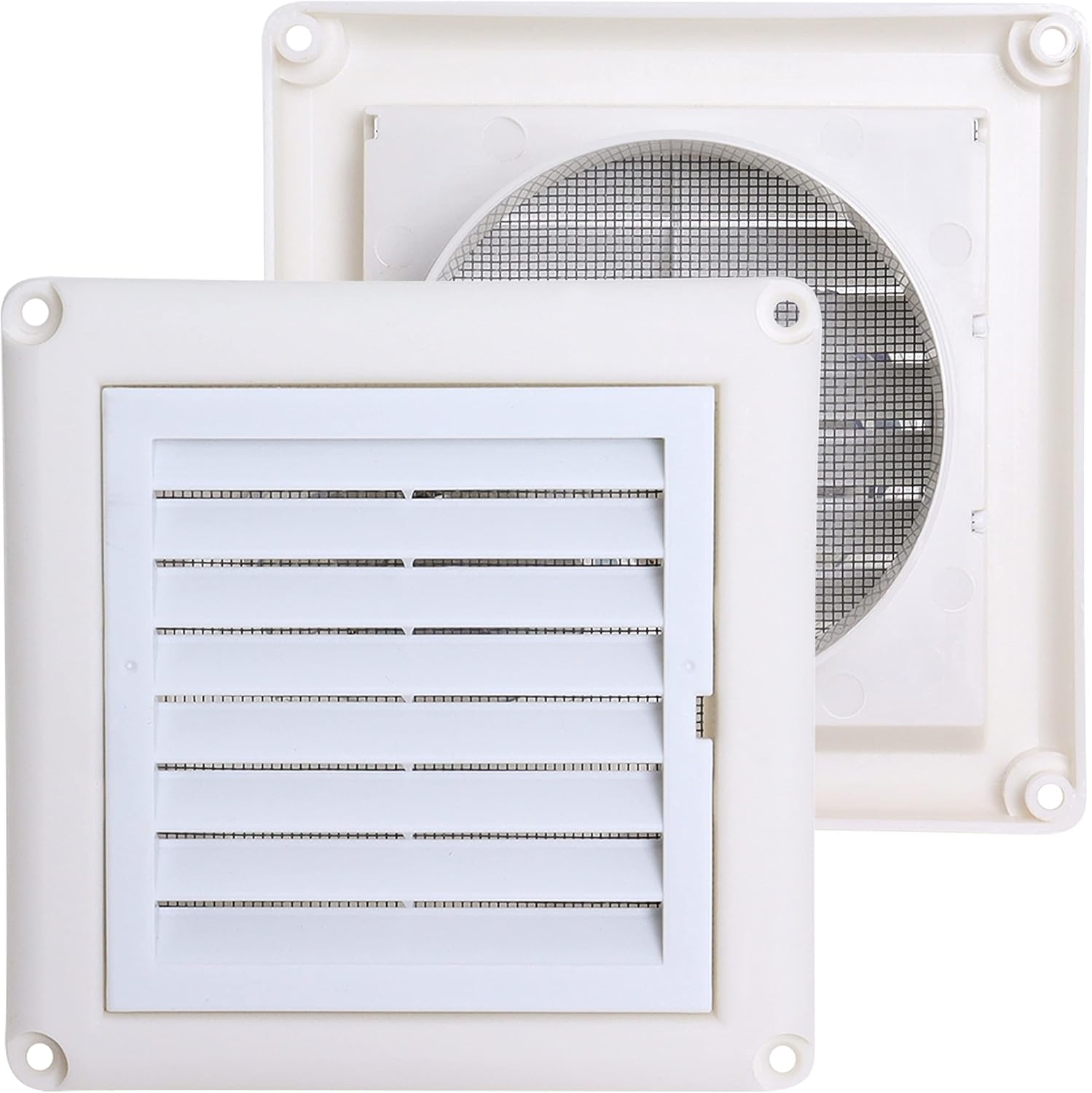 Paquete de 2 cubiertas de ventilación para secadora de 4 pulgadas, rejilla de ventilación de pared exterior unidireccional para baño al aire libre,