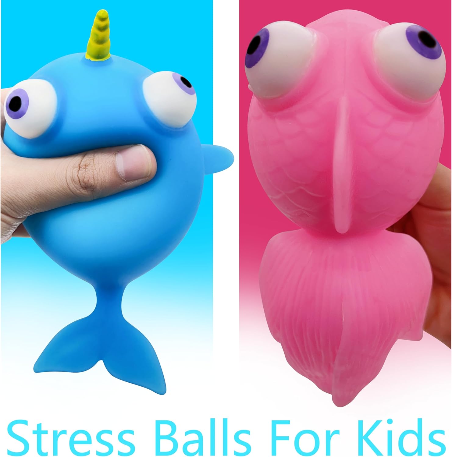 Pelotas antiestrés de ballena para niños, bola de masa para aplastar (paquete de 1), juguetes esponjosos para niños, bola gigante para el estrés,