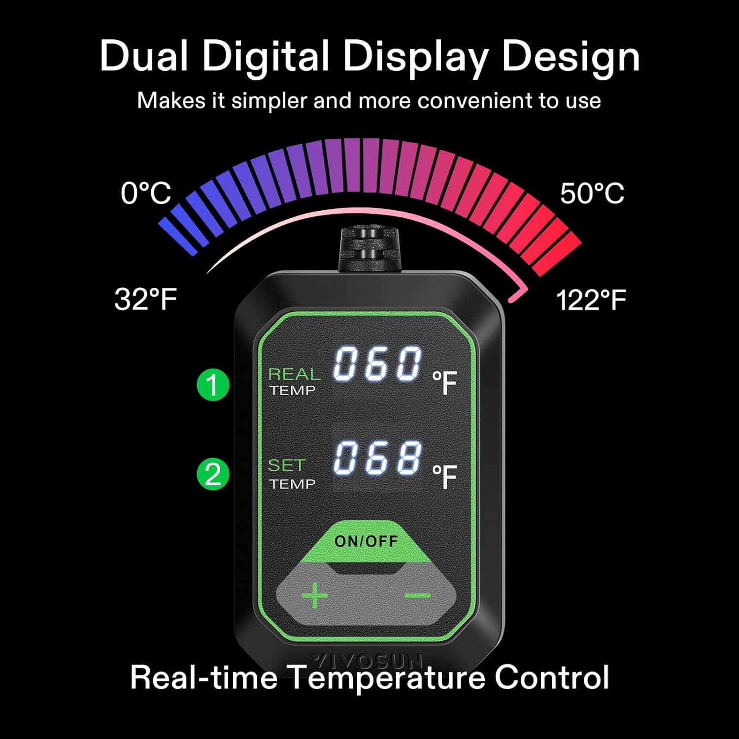 VIVOSUN Paquete de 6 bandejas de inicio de semillas con tapete térmico de plántulas de 10 x 20.75 pulgadas, controlador de temperatura de pantalla