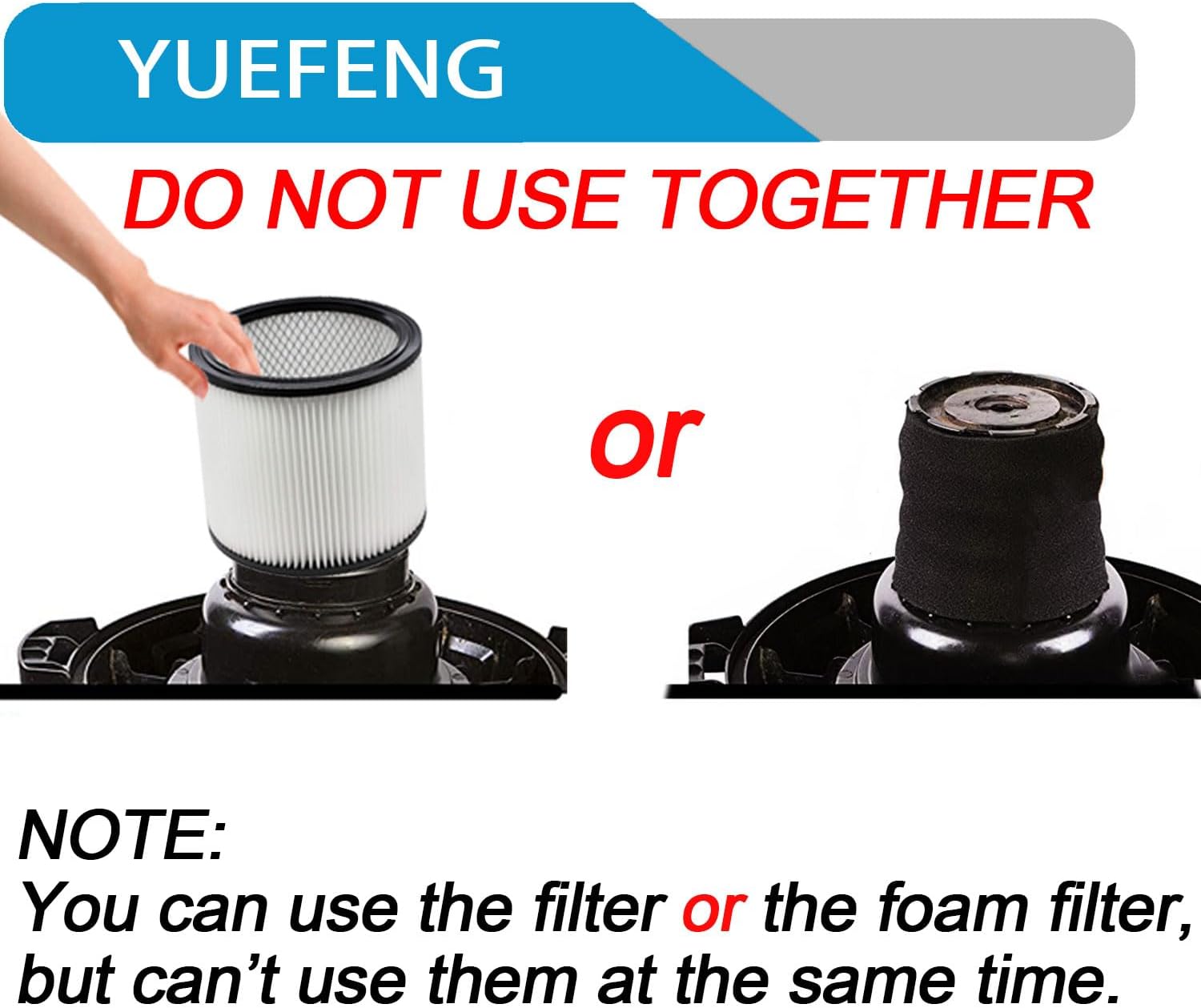 YUEFENG Filtro compatible con Shop-Vac 90350 90304 90333 Reemplazo se adapta a la mayoría de aspiradoras húmedassecas de 5 galones y más (2+2+4)