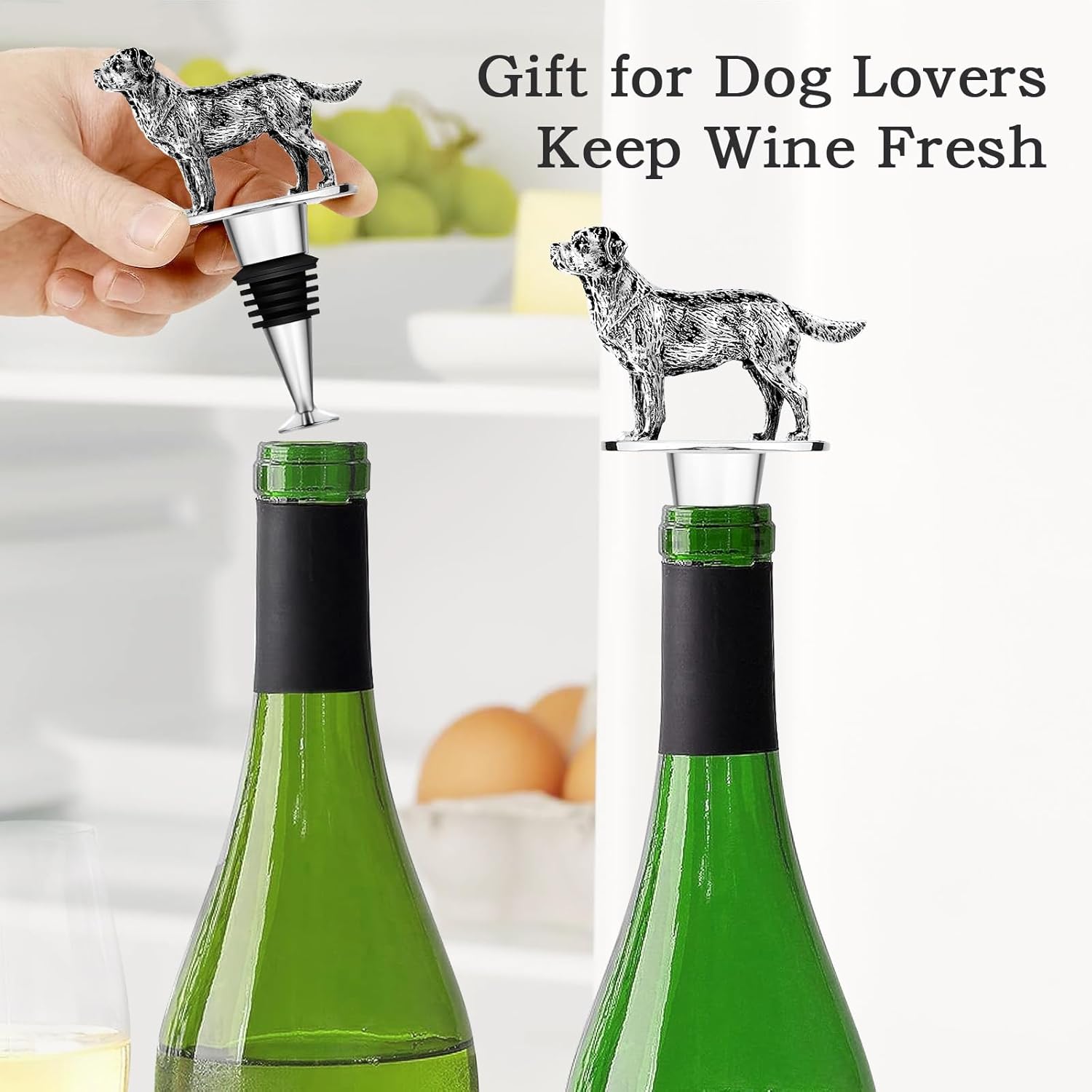 Labrador Retriever – Tapón para botella de vino con forma de perro, champán, bebida, cava y prosecco, regalos divertidos y espumosos (perro labrador)