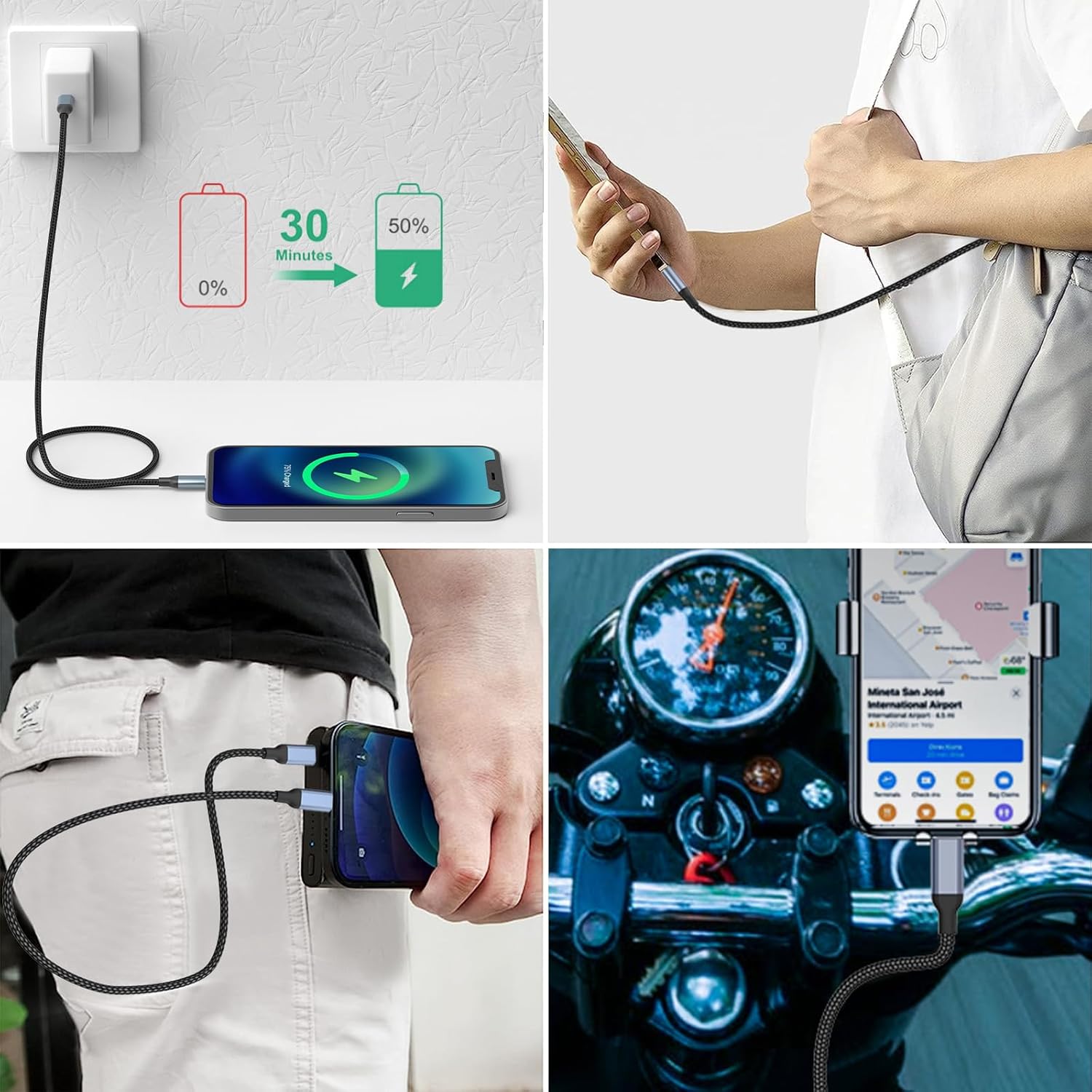 Cable USB C a Lightning de 2 pies, 2 unidades certificado MFi Cable corto tipo C a iPhone, cable de carga de 2 pies para iPhone, cable de carga