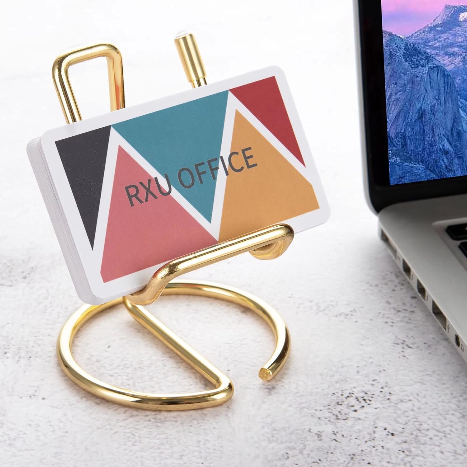 Tarjetero para escritorio, bonito soporte de metal dorado para tarjetas de visita para hombres y mujeres, 1 paquete