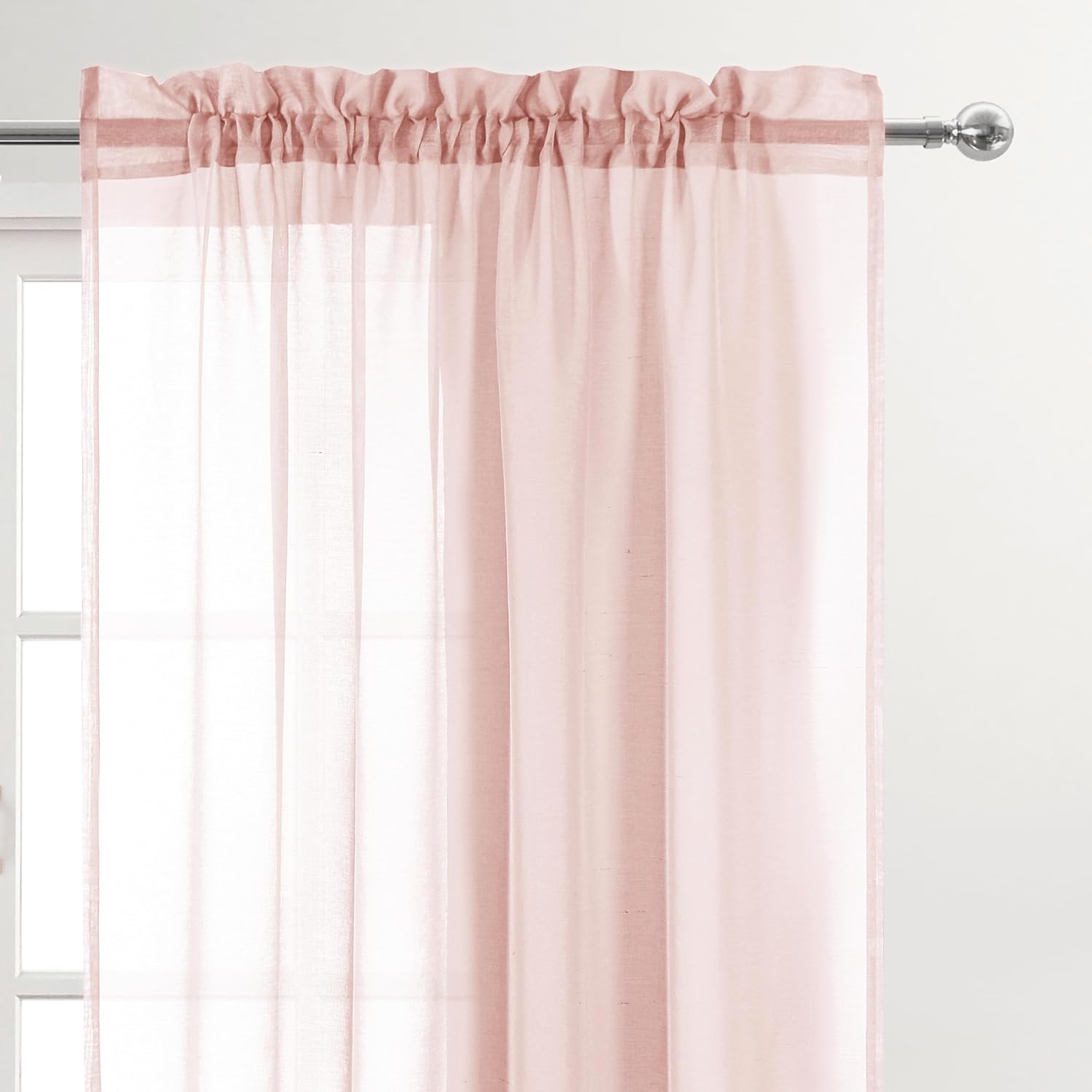 DWCN Cortinas traslúcidas de gasa semitraslúcidas con bolsillo para barra de cortina para dormitorio y sala de estar, 52 x 63 pulgadas de largo,