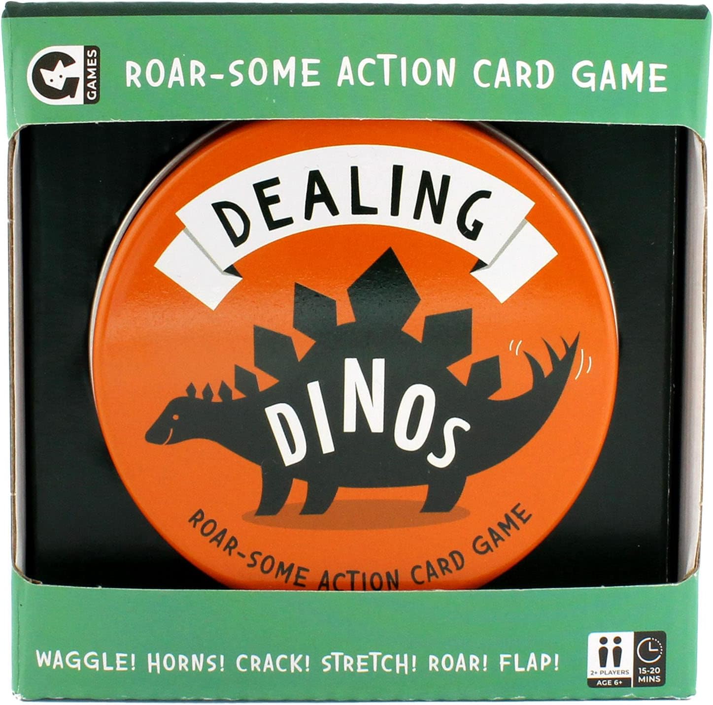 Ginger Fox – Juego de cartas de acción Dealing Dinos Roar-Some. Juegos familiares para mayores de 6 años. Tira Funky Dino Moves y deshazte de tus