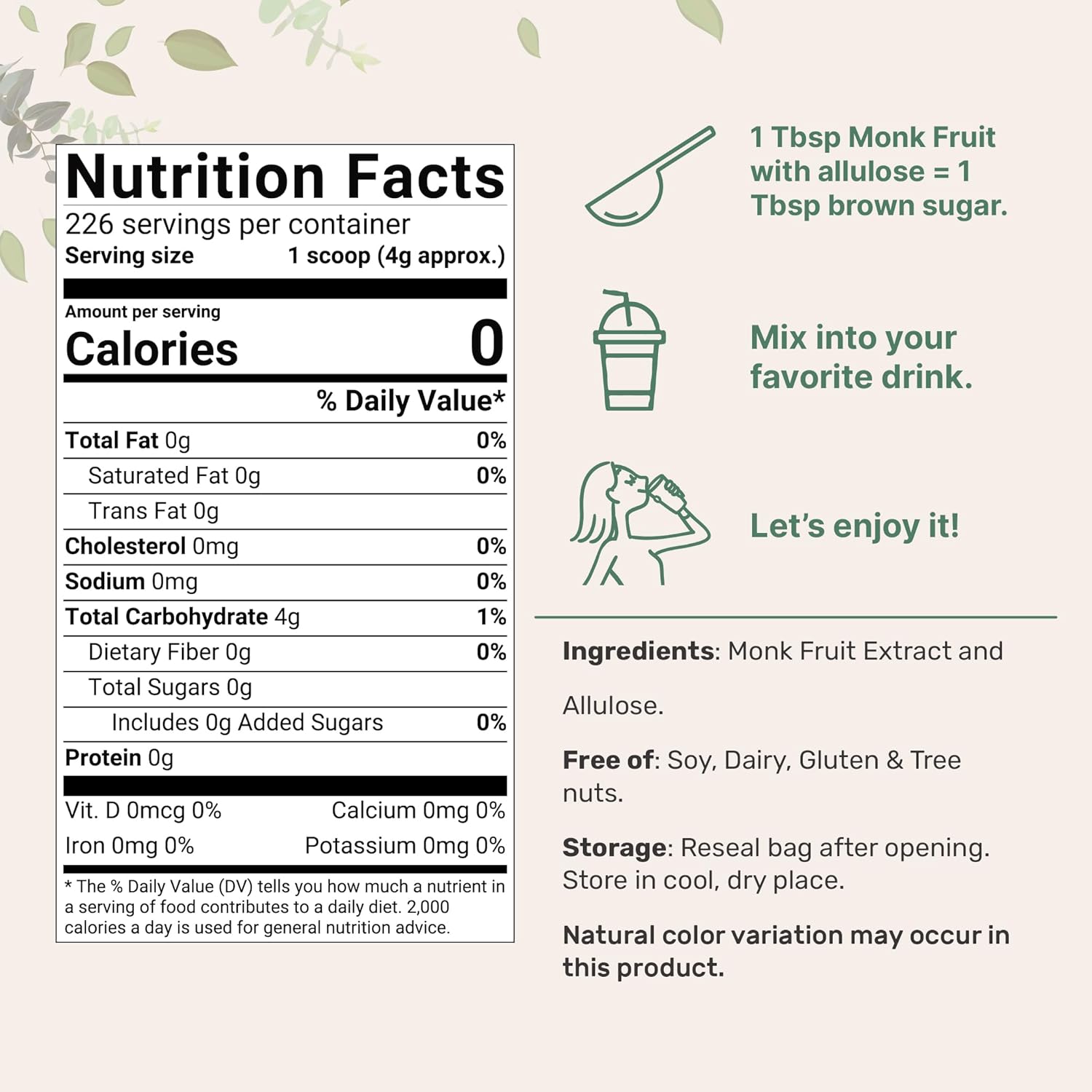 Micro Ingredients Golden Monk – Edulcorante de frutas alulosa, 2 libras, sin eritritol, sin regusto, sustituto de azúcar morena 11, cero calorías,
