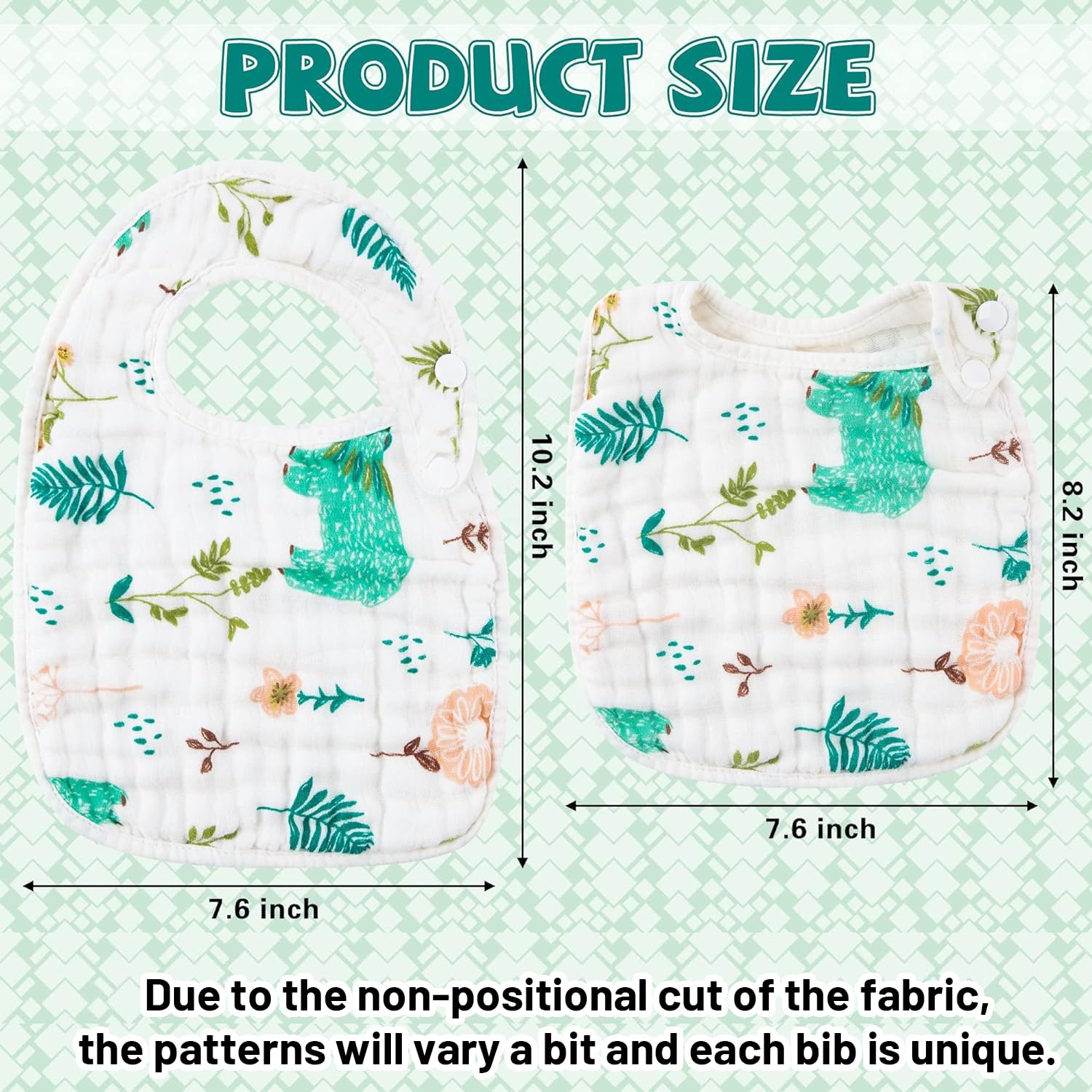 Zainpe 6 baberos de algodón con diseño de dinosaurio y oso, ajustables, para niños y niñas de 3 a 36 meses
