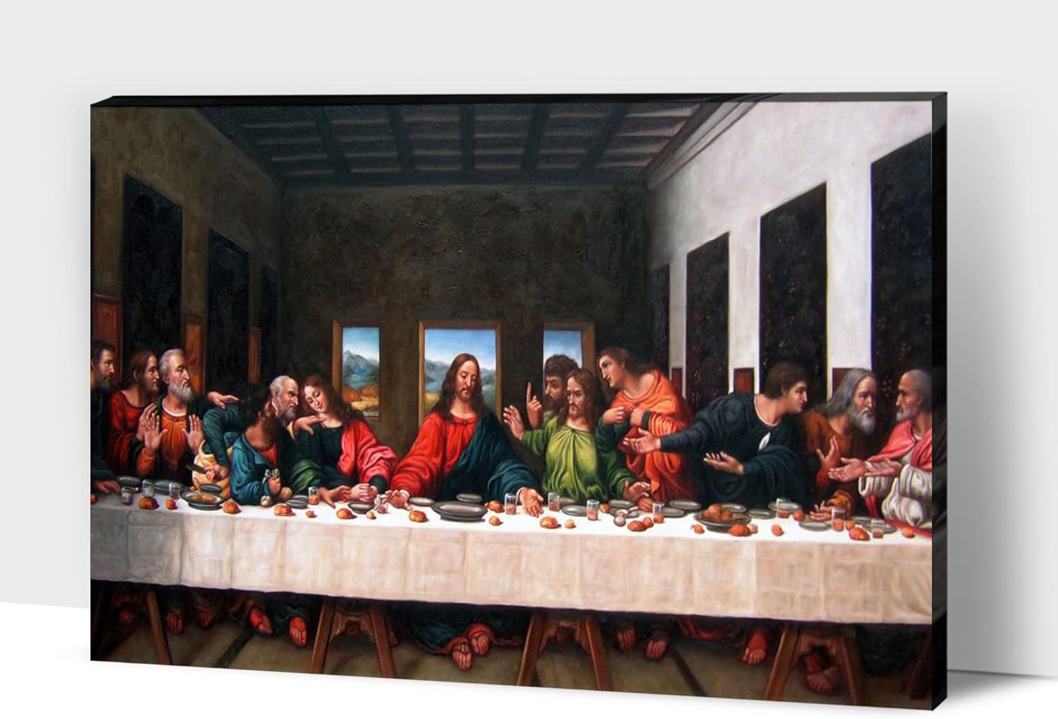 Pintura de la Última Cena – Lienzo decorativo de pared de la última cena, decoración de pared para comedor, La Ultima Cena Cuadro, imagen moderna de