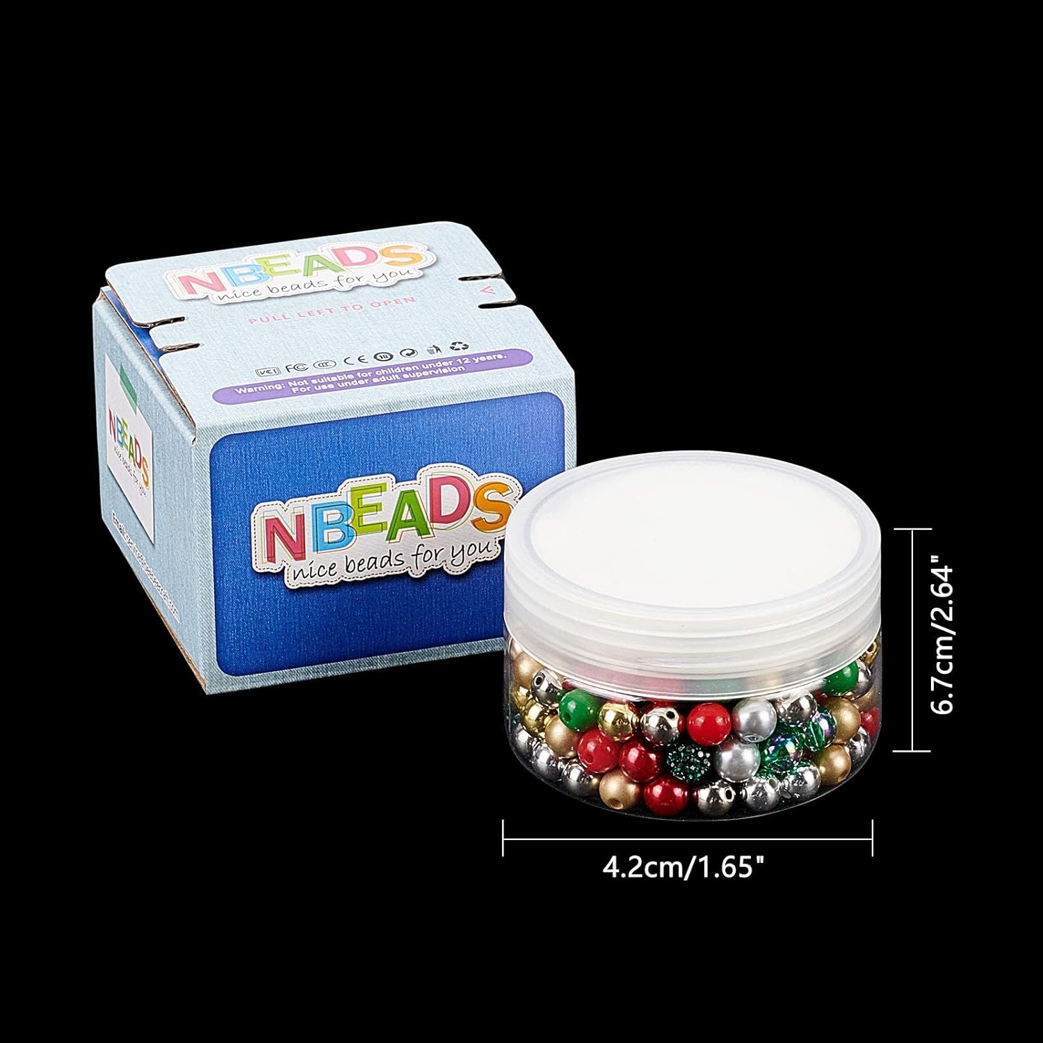 NBEADS Alrededor de 180 cuentas de Navidad mixtas de 0.315 pulgadas, cuentas sueltas de vidrio de material surtido, cuentas espaciadoras para