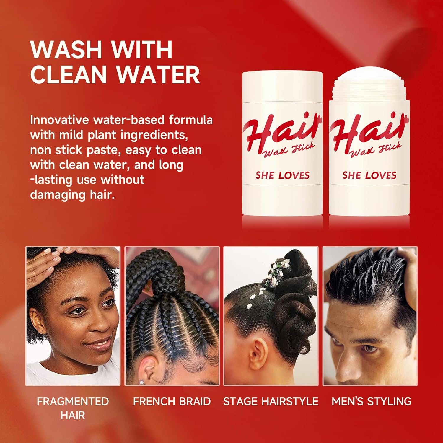 Palo de cera para el cabello para mujeres y hombres, no graso, de larga duración, cuidado rápido, Flyaways, gel de peinado para hacer el cabello,