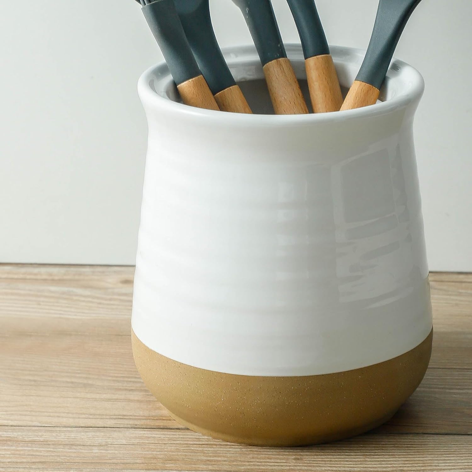 Hasense Soporte grande para utensilios de cocina, soporte para utensilios de cocina blanco para encimera de cocina, organizador de utensilios de
