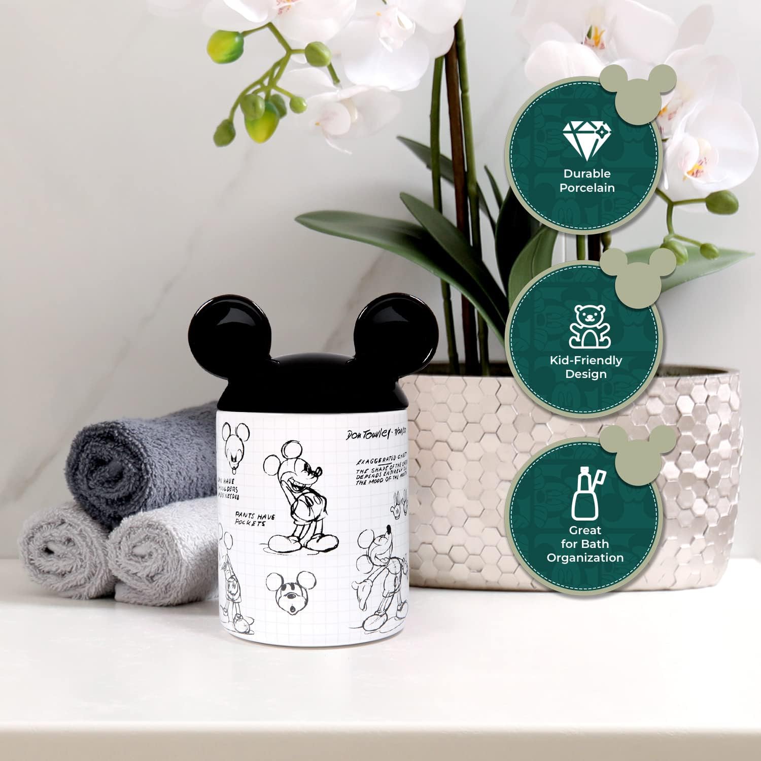 Disney Mickey Mouse – Accesorios de baño (soporte para bolas de algodón)