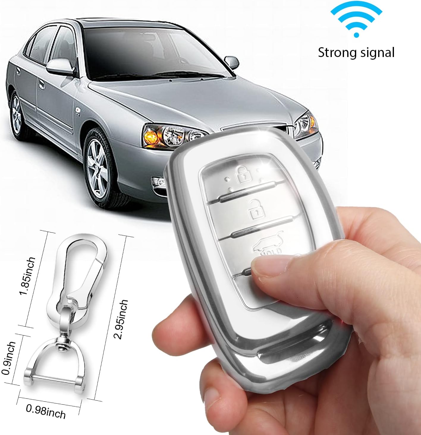 QBUC Funda para llavero Hyundai Elantra, TPU suave de 360 grados, protector de llavero con llavero compatible con Hyundai Elantra Ioniq Sonata