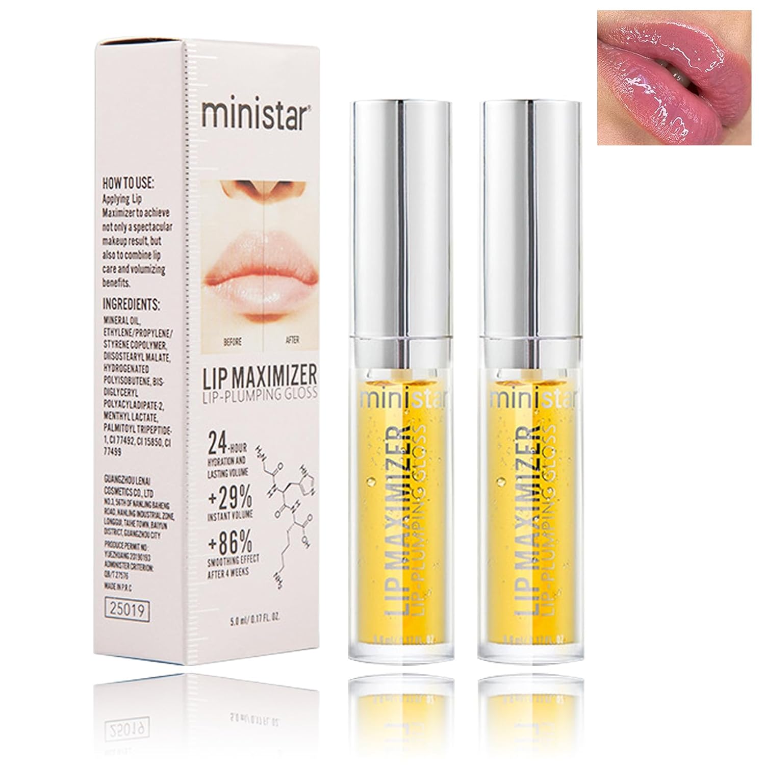 AWCCXMYM 2 unids Lip Plumper Clear Lip Gloss Hidratante Iluminar Rellenador Brillo de Larga Duración Natural Hidratante Suave Cuidado de los Labios