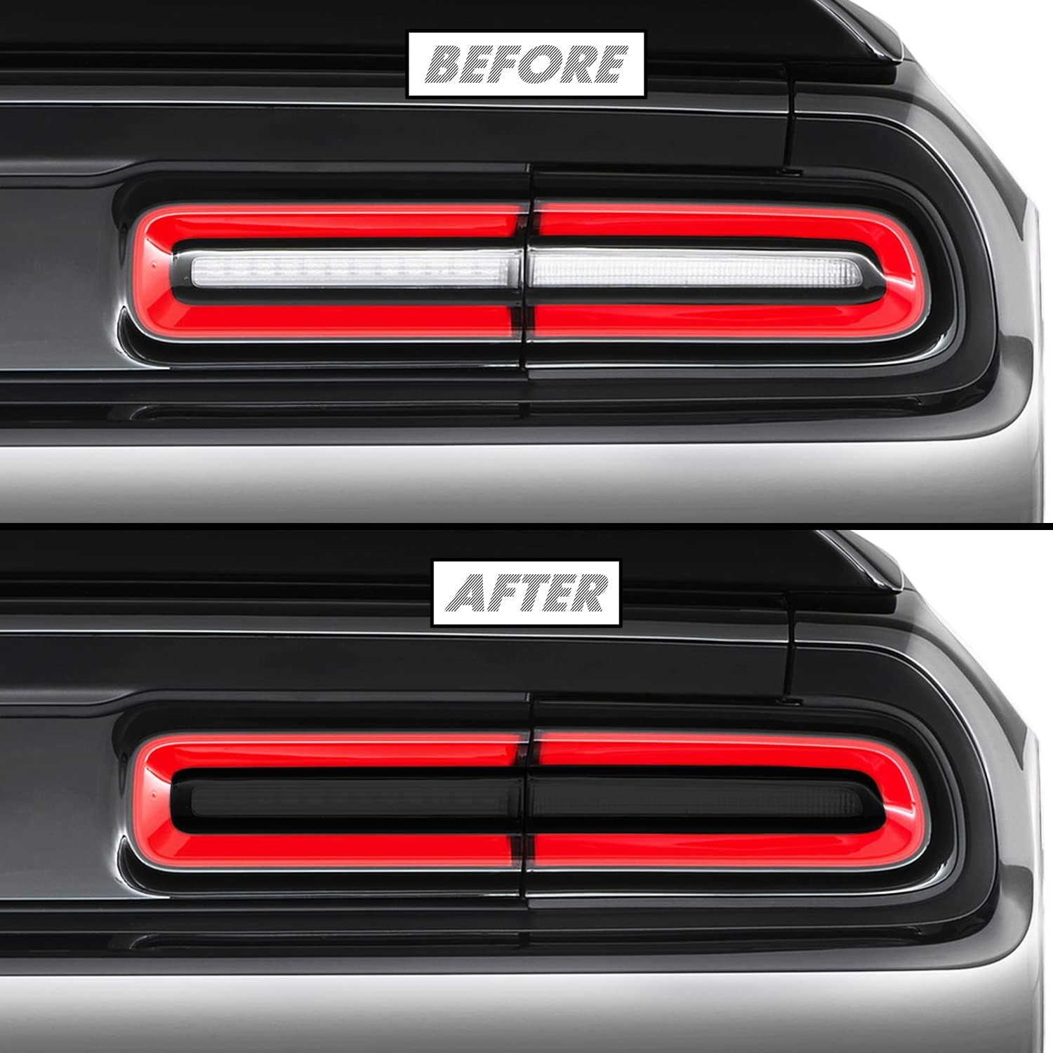 SlickMod Tinte de humo de vinilo precortado para la luz trasera Dodge Challenger 2015-2022 (2. señal de giro y marcha atrás, 20% humo oscuro)