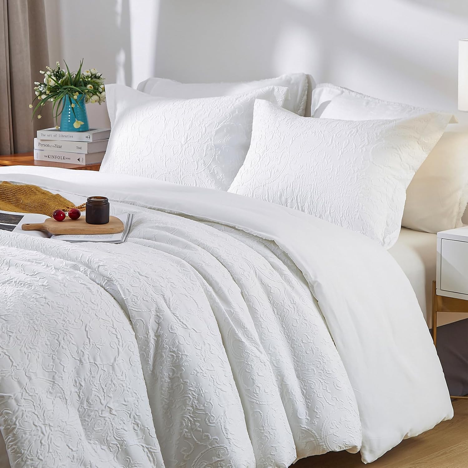 Cupocupa Juego de edredón queen edredón de 7 piezas para cama tamaño queen edredón Queen ultrasuave y ligero juego de ropa de cama floral para todas