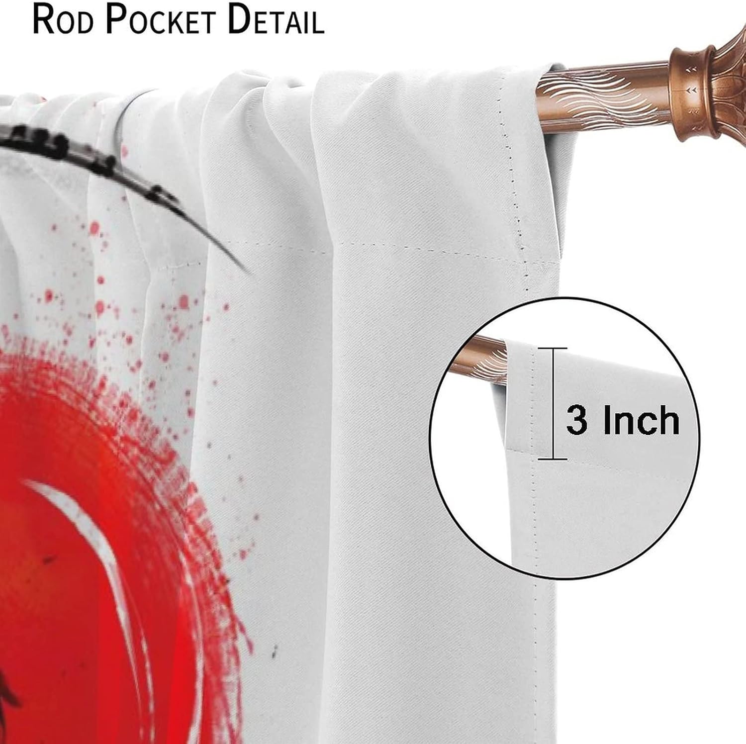 Cortina japonesa de anime samurái femenino Janpan Warrior pintura de tinta para niños y hombres, decoración de habitación, con bolsillo para barra,
