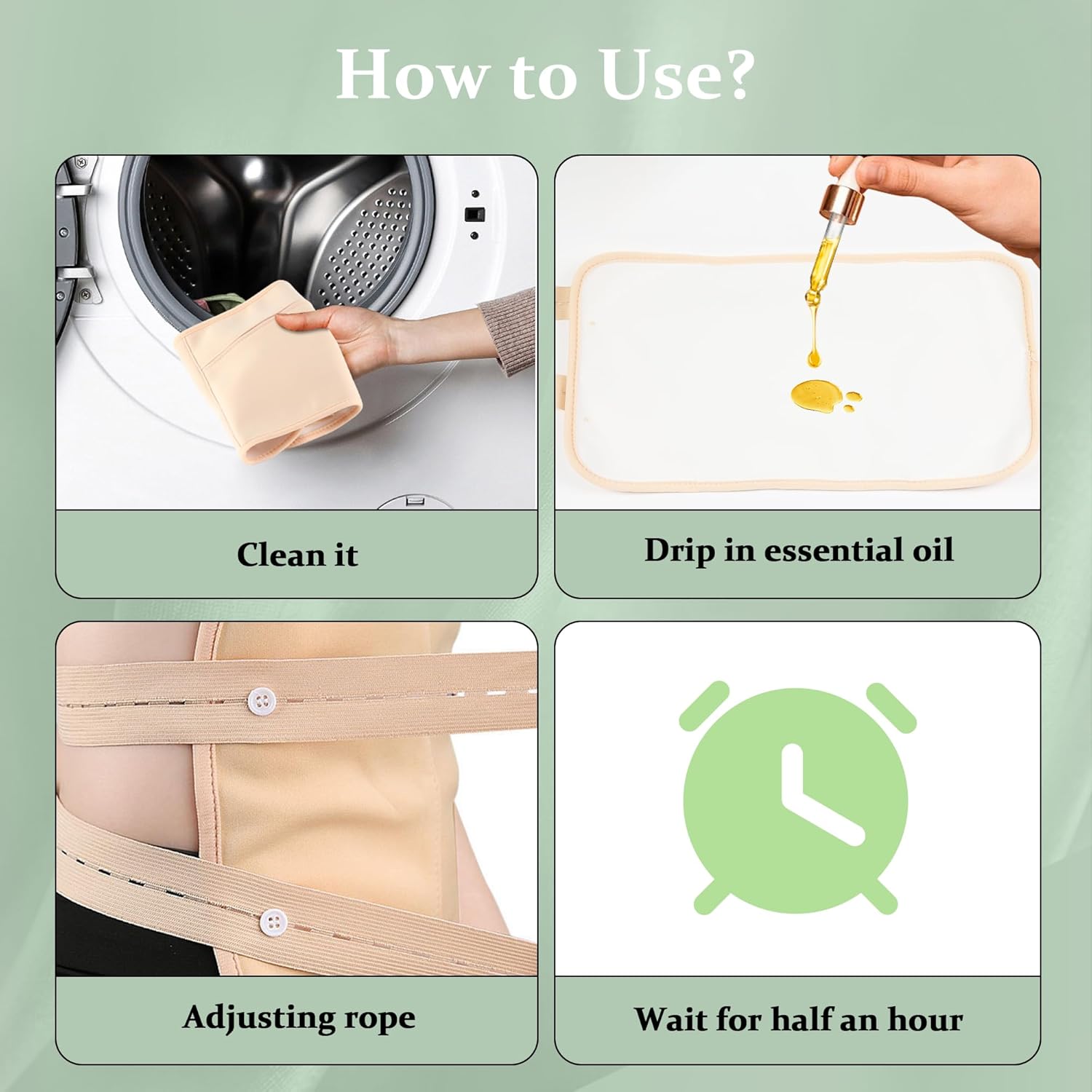 Paquete de 7 unidades de aceite de ricino, kit de aceite de ricino orgánico para rodilla, cintura, pecho, cuello, pierna, correas elásticas