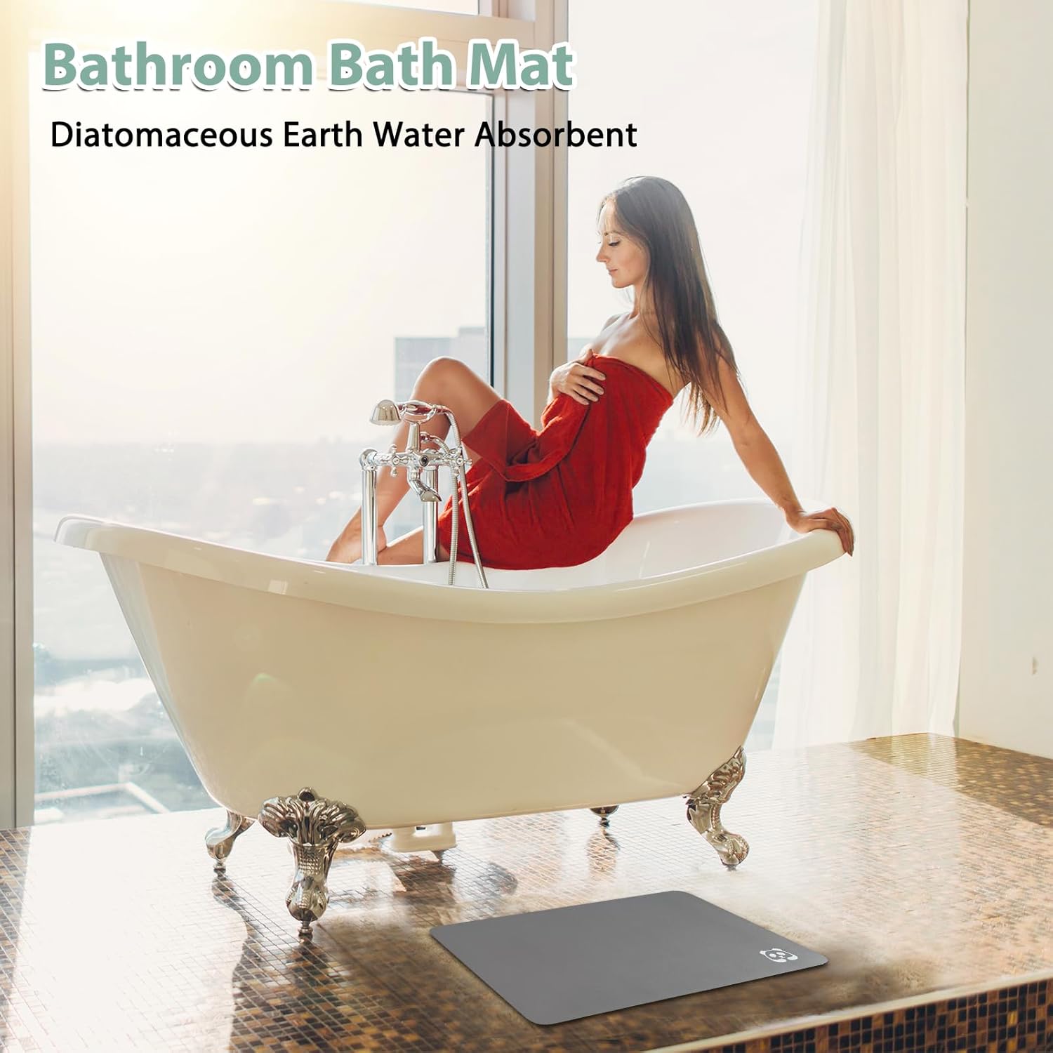 Lofeijxufj Tapete de baño fino de secado rápido, tapete de baño de diatomita con superficie absorbente y antideslizante, fácil de limpiar, alfombra