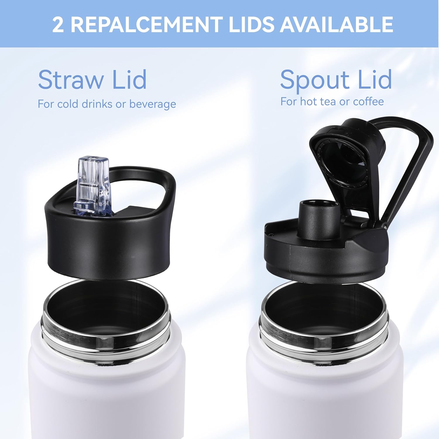 HASLE OUTFITTERS Botella de agua aislada de 22 onzas, botella de agua de acero inoxidable de doble pared de boca ancha con tapa de popote y tapa de