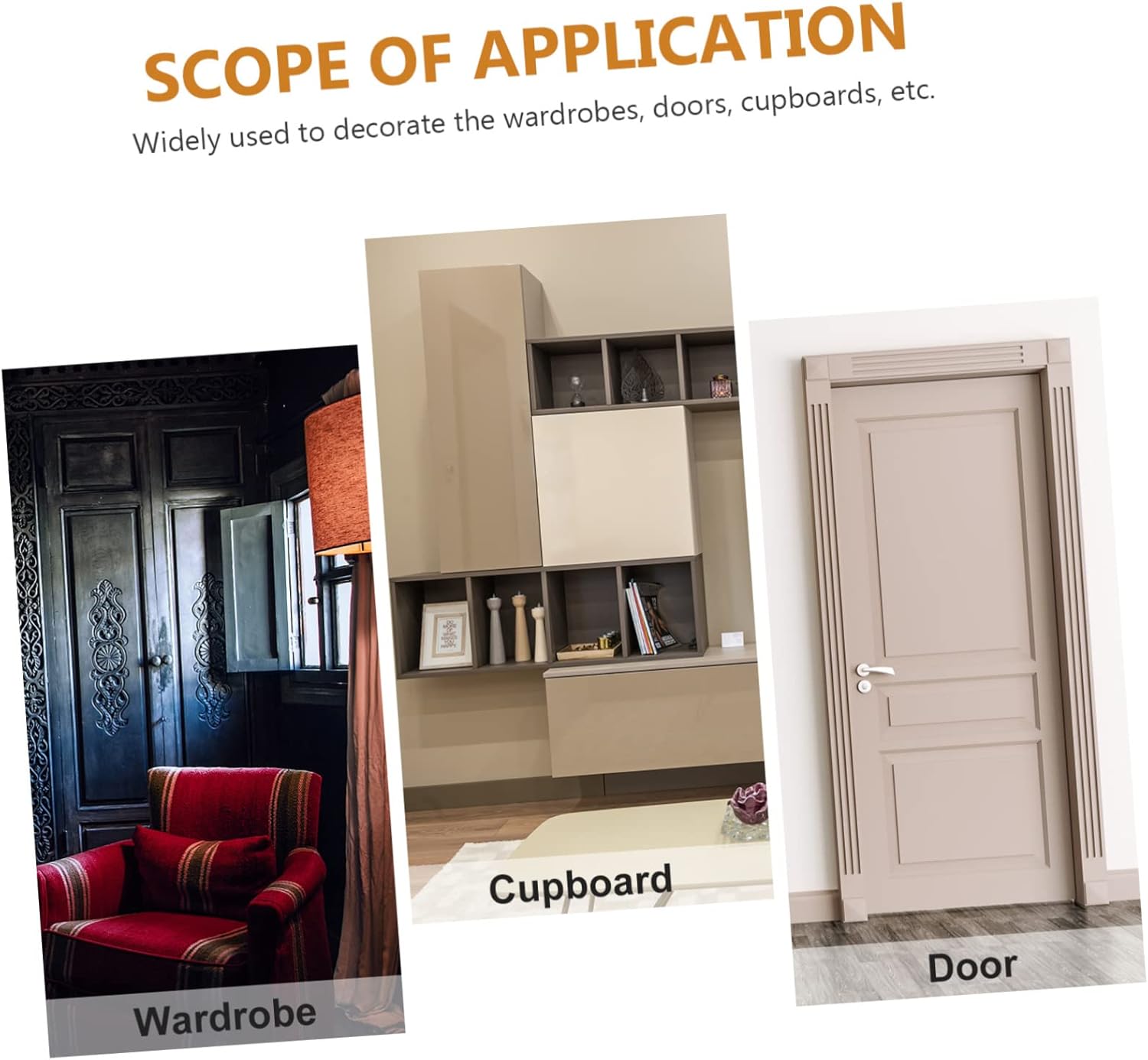 Abaodam 2 unids calcomanías de decoración de gabinete de madera Onlay Applique Armario Floral Onlay Muebles Centro de Apliques Puerta sin pintar
