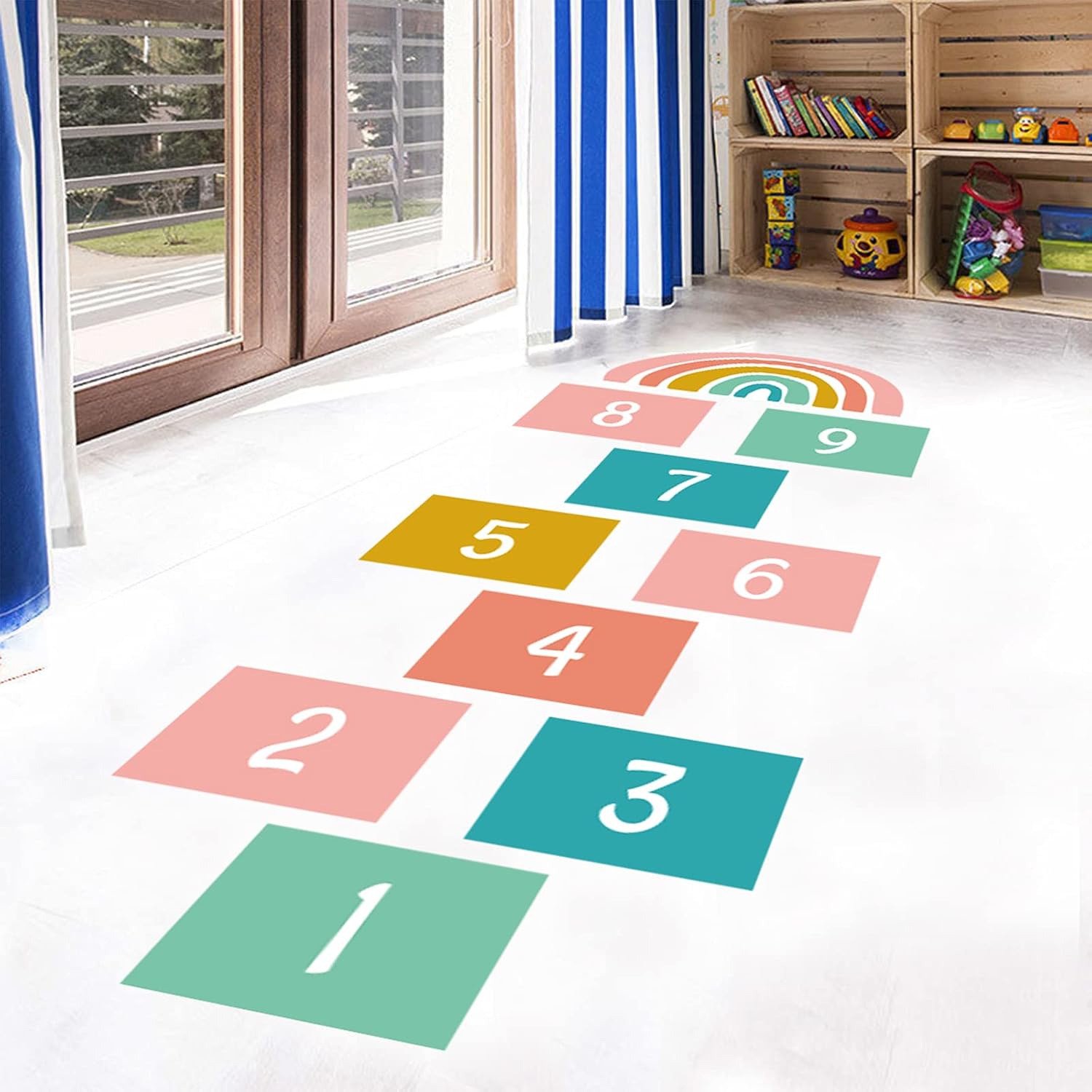 Calcomanías de pared con 9 números, calcomanías de pared coloridas de rompecabezas, juego de remolacha de rianbow, extraíble, para bricolaje,