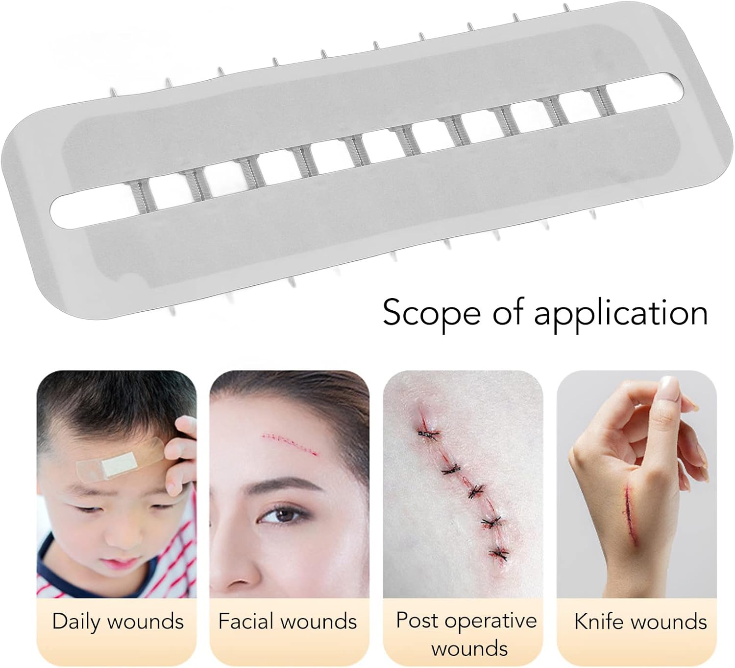 Dispositivo de cierre de heridas con puntada de cremallera, kit de laceración de 2 piezas, vendas Steri Strip Bandaids reparación de laceración