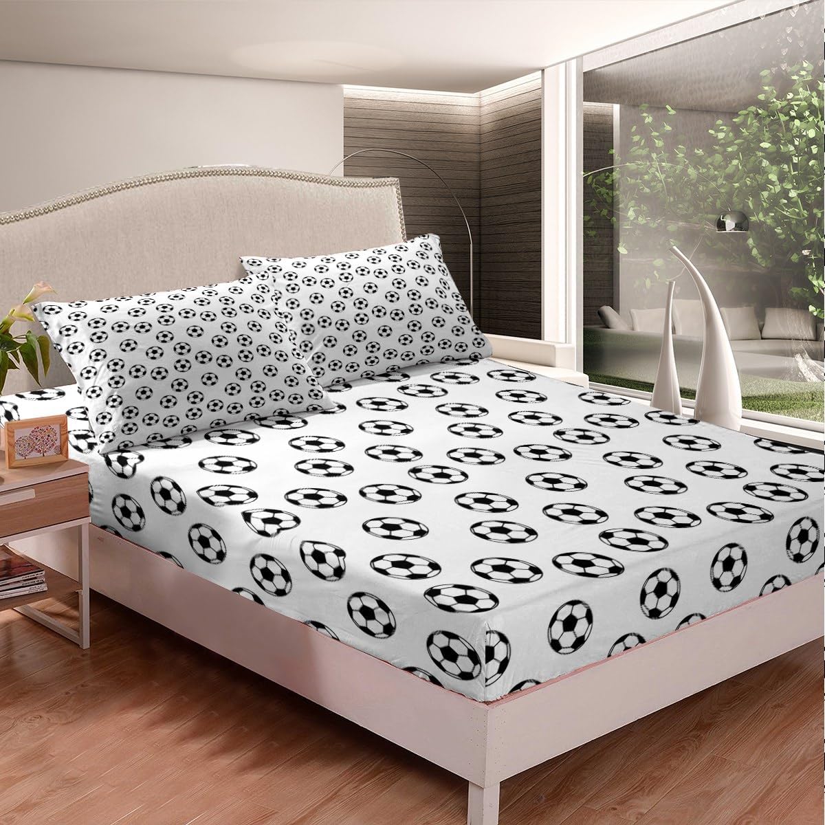Juego de sábanas de fútbol para niños, tamaño matrimonial, juego de ropa de cama de competición de juegos de deportes de pelota, decoración de