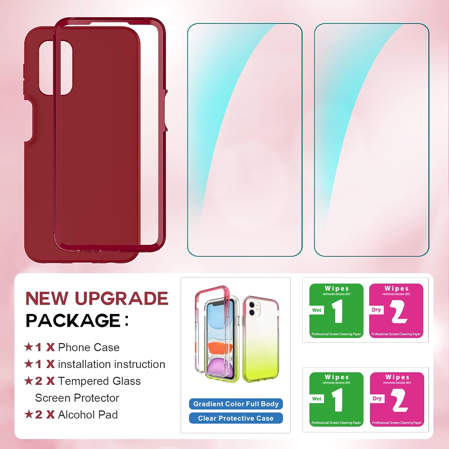 LeYi Funda para Galaxy A32 5G, Samsung Galaxy A32 5G con 2 protectores de pantalla de vidrio templado, funda de silicona líquida suave a prueba de