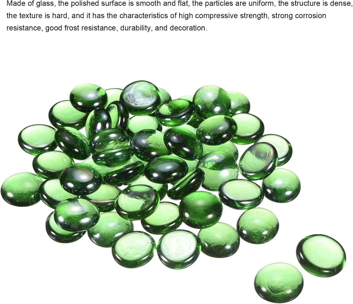 MECCANIXITY Mármoles de vidrio plano de 0.669-0.748 in, piedras decorativas azules y verdes, cuentas de vidrio, relleno de jarrón de roca para